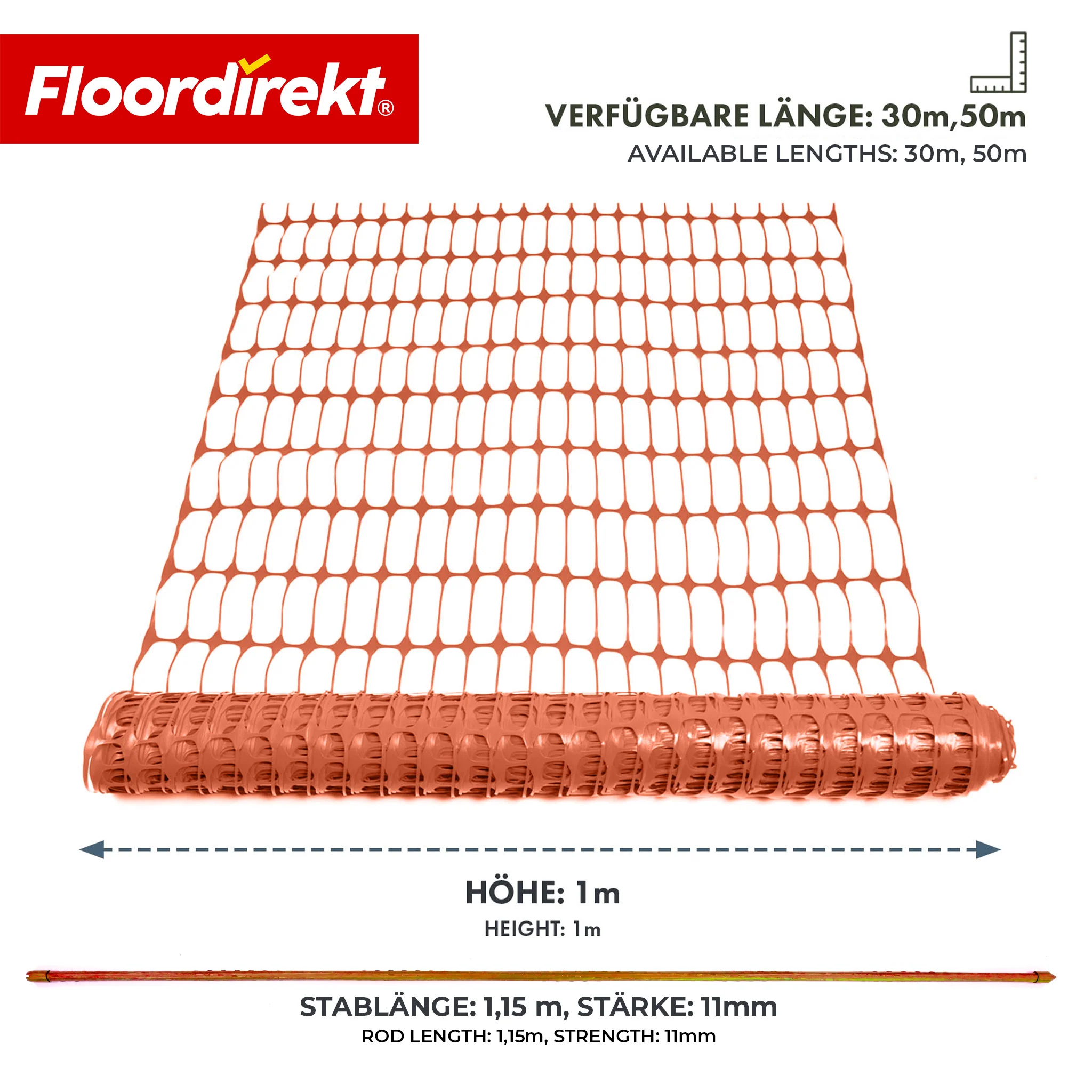 Absperrzaun Chester Set inkl. 20 Zaunpfosten & Kabelbindern | Bauzaunnetz 30 m / 50 m | Garten- & Warnzaun - Image 9