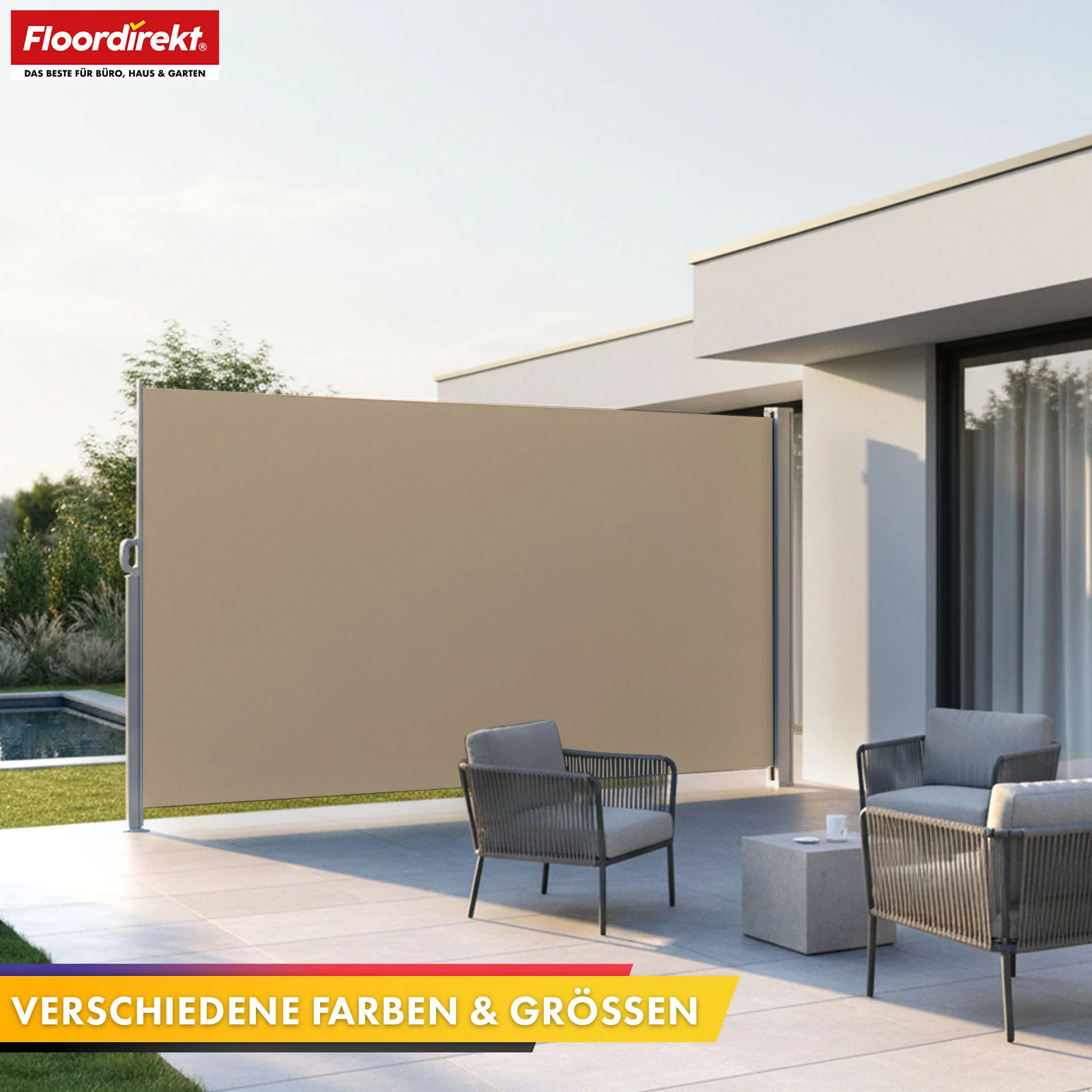 Alu-Seitenmarkise | Sicht- & Sonnenschutz für Terrasse, Balkon & Garten | UV-Schutz, blickdicht & wasserabweisend | Verschiedene Farben & Größen - Image 20