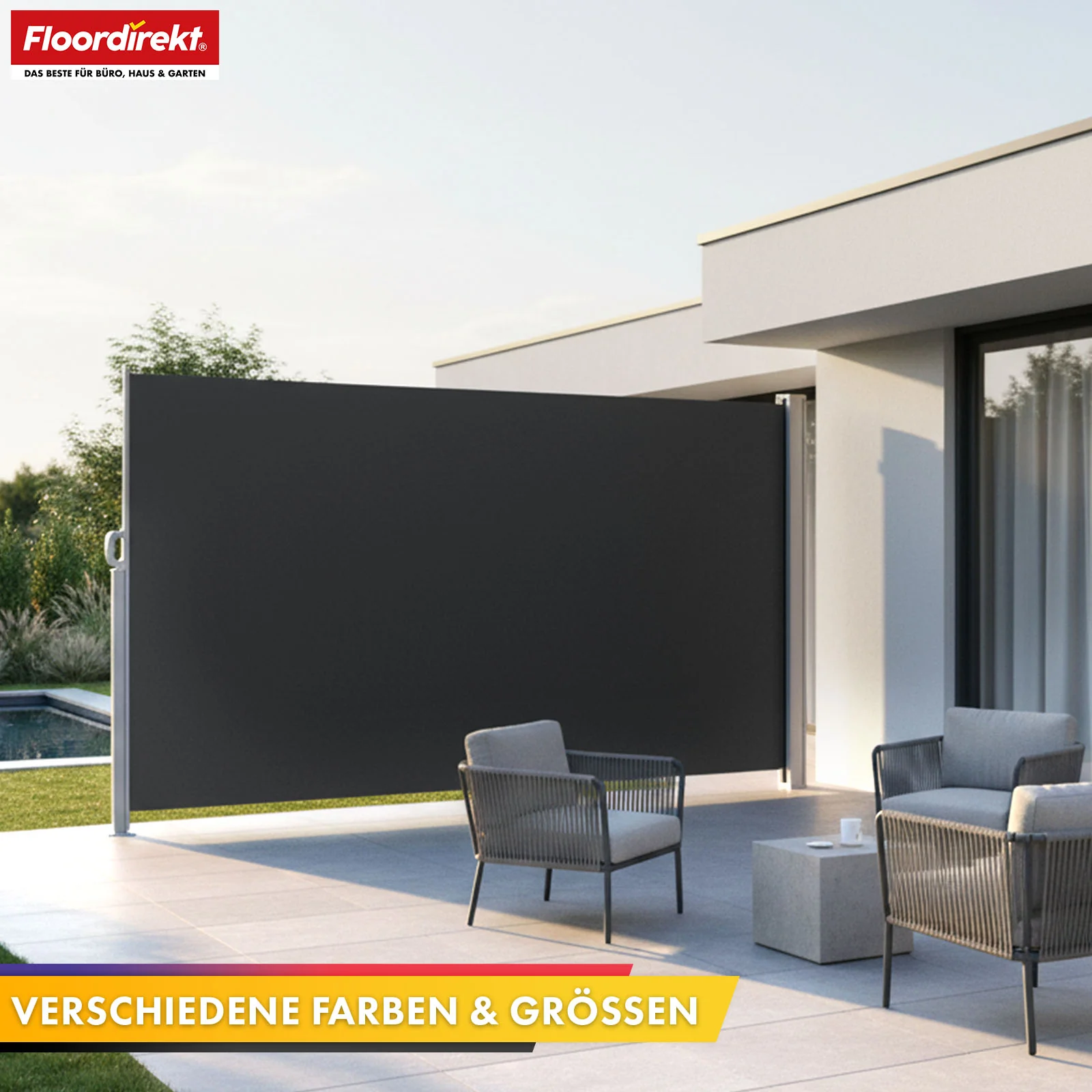 Alu-Seitenmarkise | Sicht- & Sonnenschutz für Terrasse, Balkon & Garten | UV-Schutz, blickdicht & wasserabweisend | Verschiedene Farben & Größen - Image 4