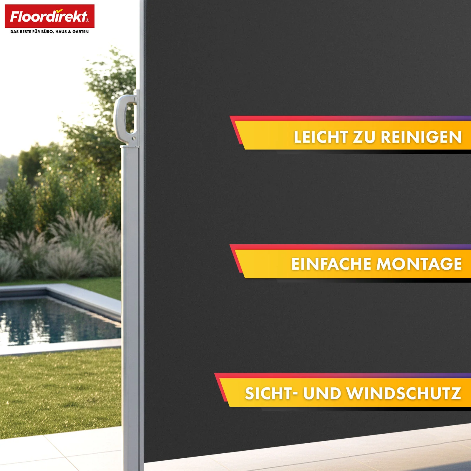 Alu-Seitenmarkise | Sicht- & Sonnenschutz für Terrasse, Balkon & Garten | UV-Schutz, blickdicht & wasserabweisend | Verschiedene Farben & Größen - Image 5