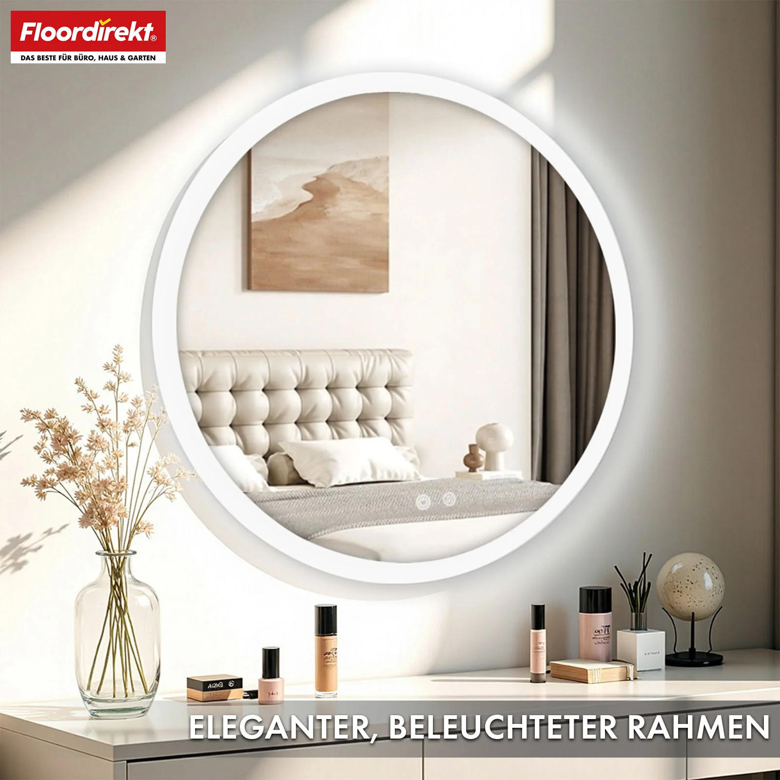 Badspiegel mit LED Beleuchtung | Liora | Touch-Bedienung mit Antibeschlag & 3 wählbare Lichtfarben | In verschiedenen Größen erhältlich - Image 13