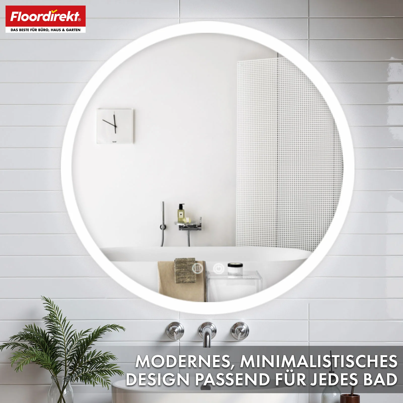 Badspiegel mit LED Beleuchtung | Liora | Touch-Bedienung mit Antibeschlag & 3 wählbare Lichtfarben | In verschiedenen Größen erhältlich - Image 15