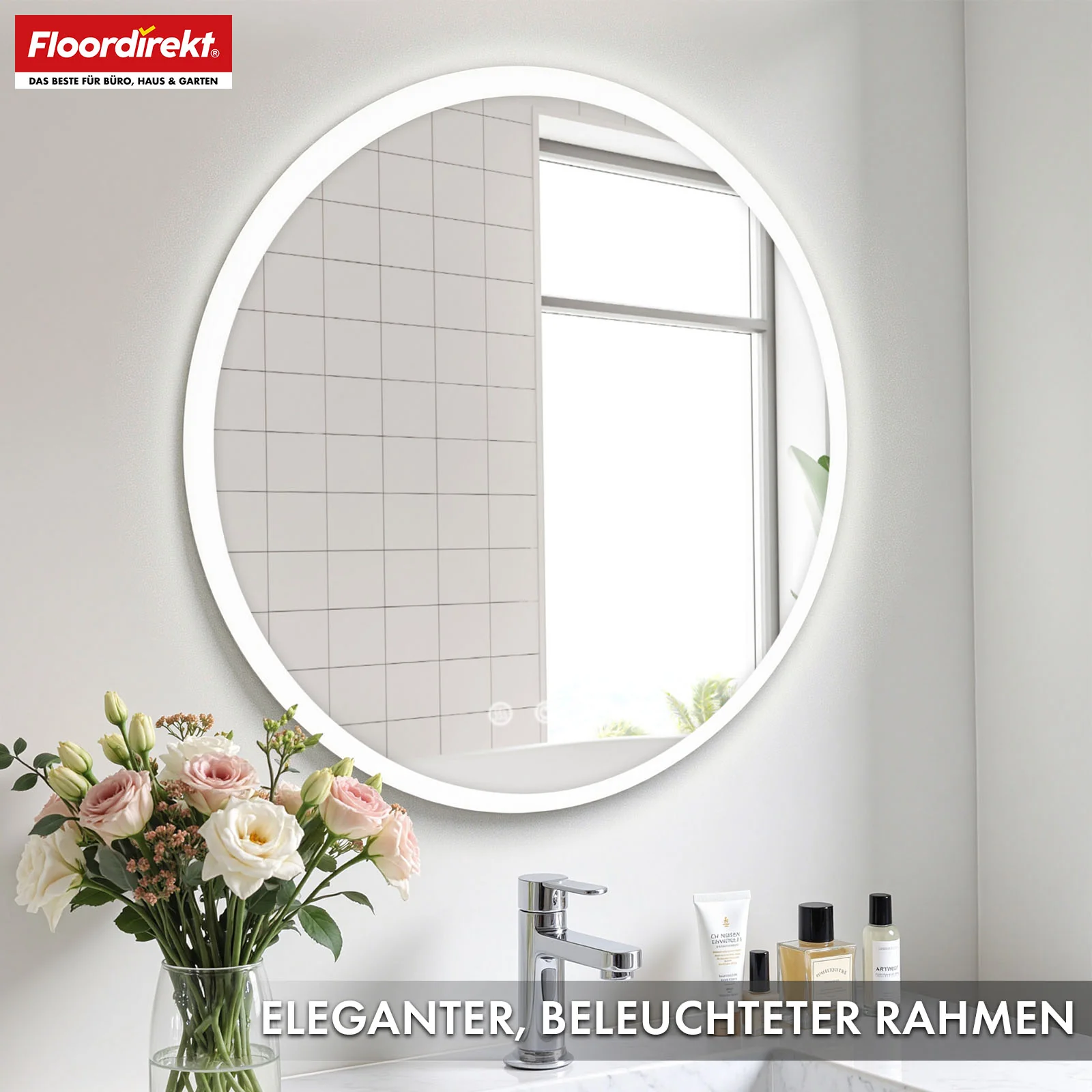 Badspiegel mit LED Beleuchtung | Liora | Touch-Bedienung mit Antibeschlag & 3 wählbare Lichtfarben | In verschiedenen Größen erhältlich - Image 4
