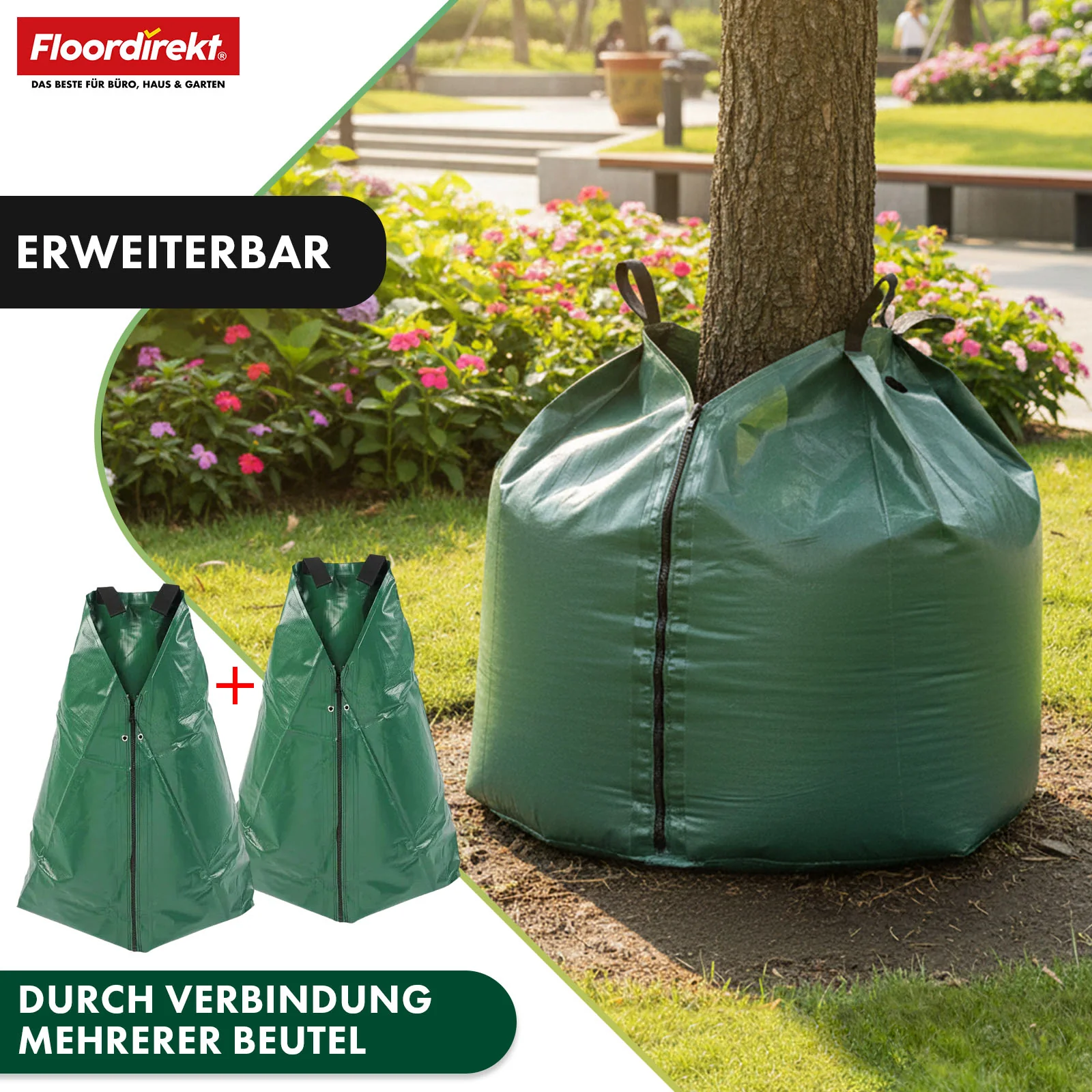 Bewässerungsbeutel für Bäume | 75L & 100L Wassersack mit Tropfsystem | Wiederverwendbarer Baumbewässerungssack aus PVC - Image 4