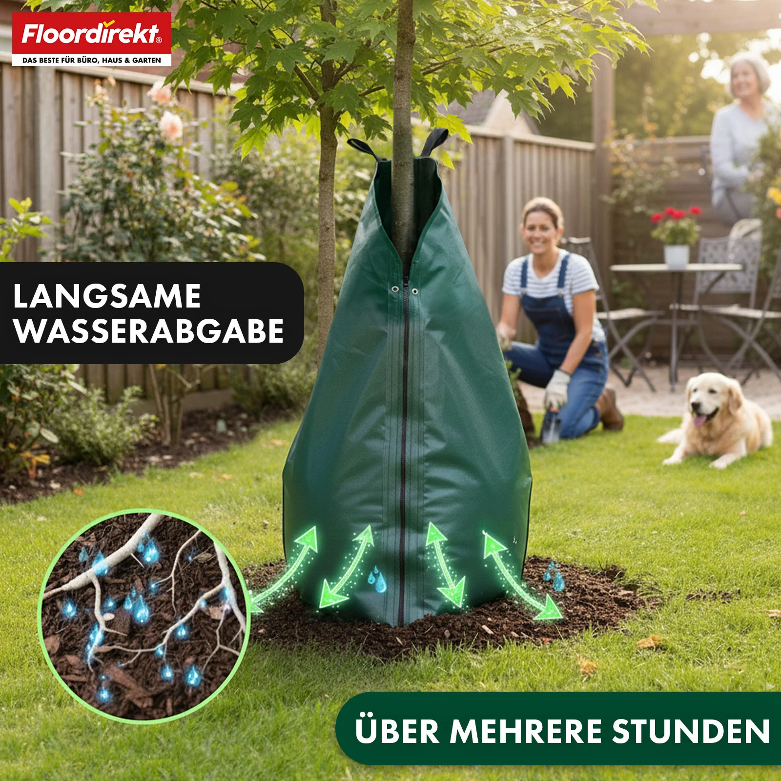 Bewässerungsbeutel für Bäume | 75L & 100L Wassersack mit Tropfsystem | Wiederverwendbarer Baumbewässerungssack aus PVC - Image 5
