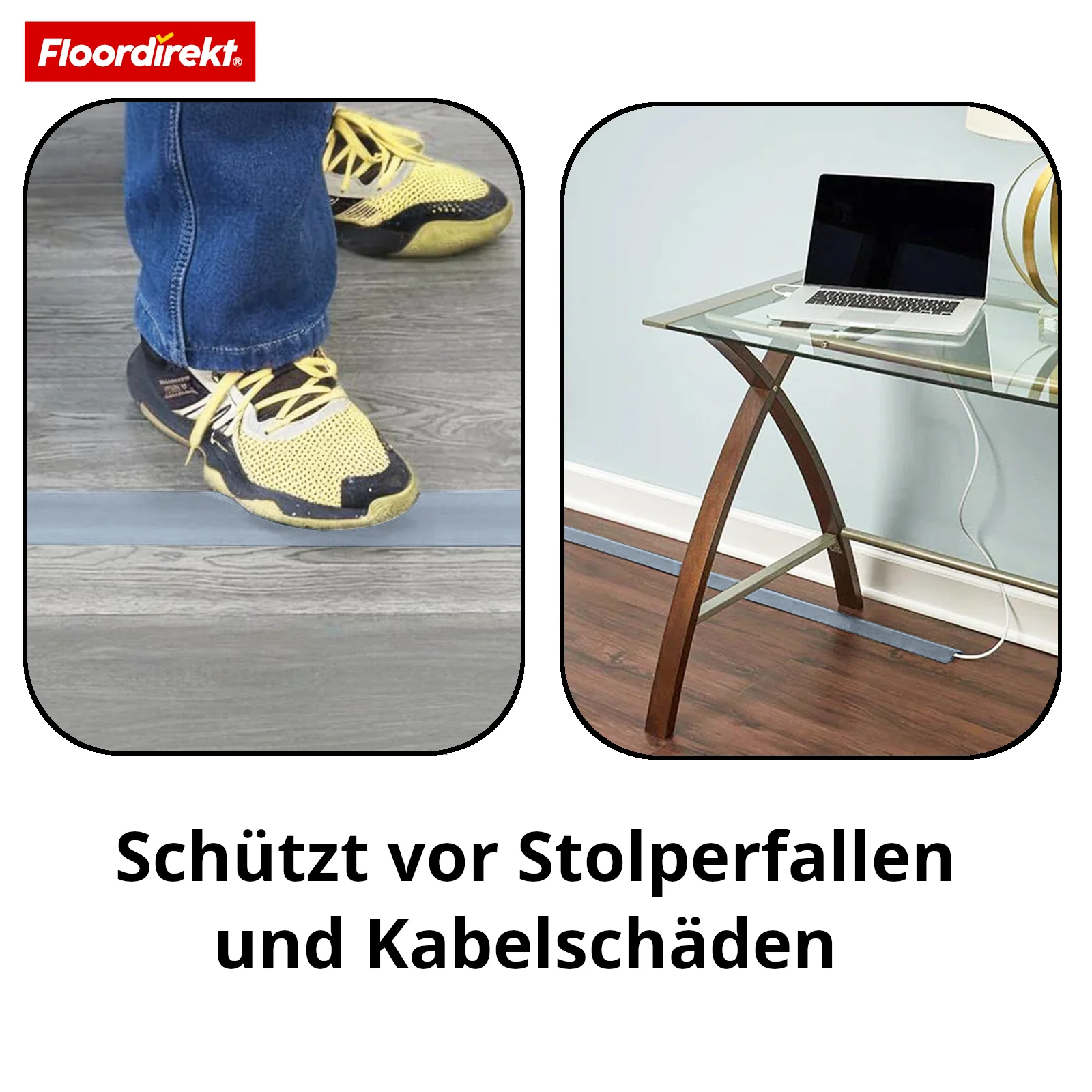 Boden-Kabelkanal | Cable Guard | Rutschfester Kabelschutz & Stolperschutz | Flexibel, zuschneidbar & für 2 Kabel bis 8 mm Ø - Image 14