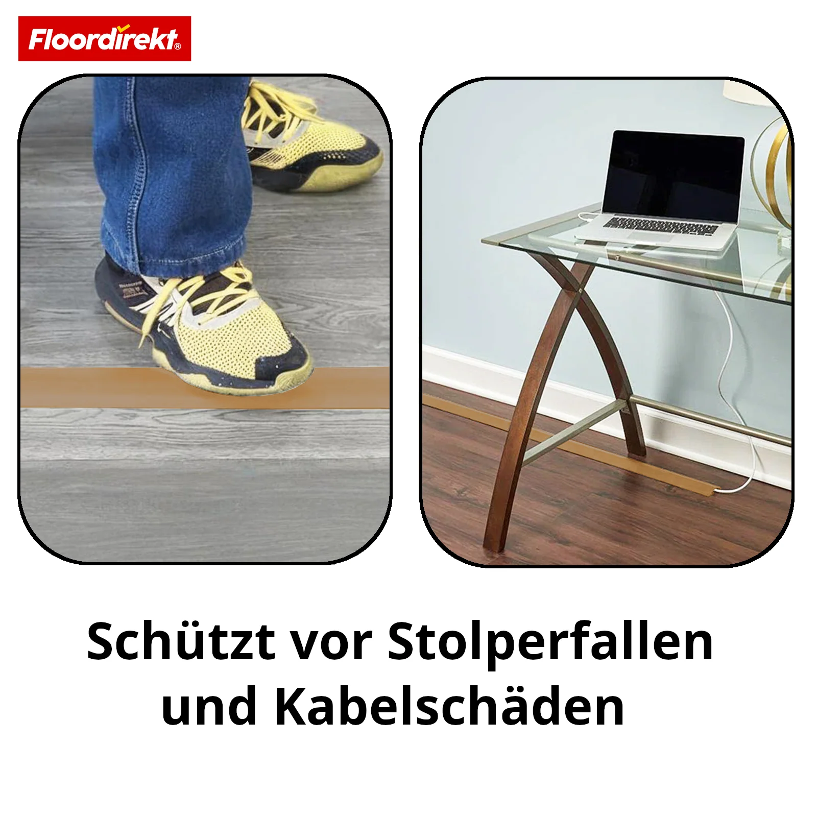 Boden-Kabelkanal | Cable Guard | Rutschfester Kabelschutz & Stolperschutz | Flexibel, zuschneidbar & für 2 Kabel bis 8 mm Ø - Image 9