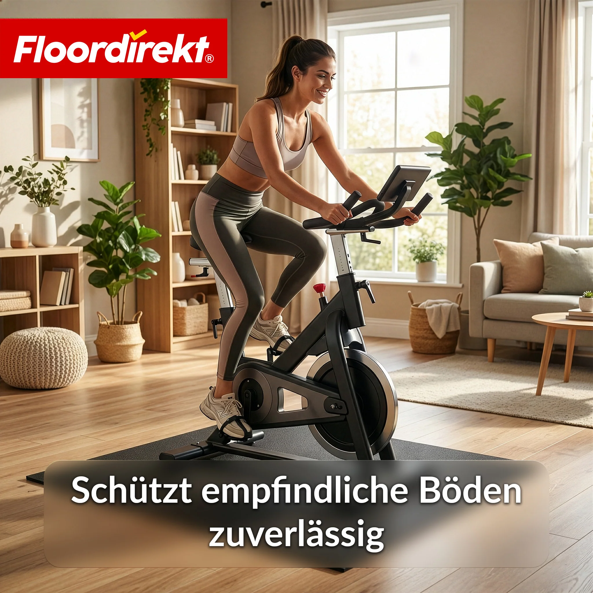 Bodenschutzmatte | 100 x 100 cm 10 mm | Gummimatte für Fitnessgeräte & schwere Geräte - Image 3