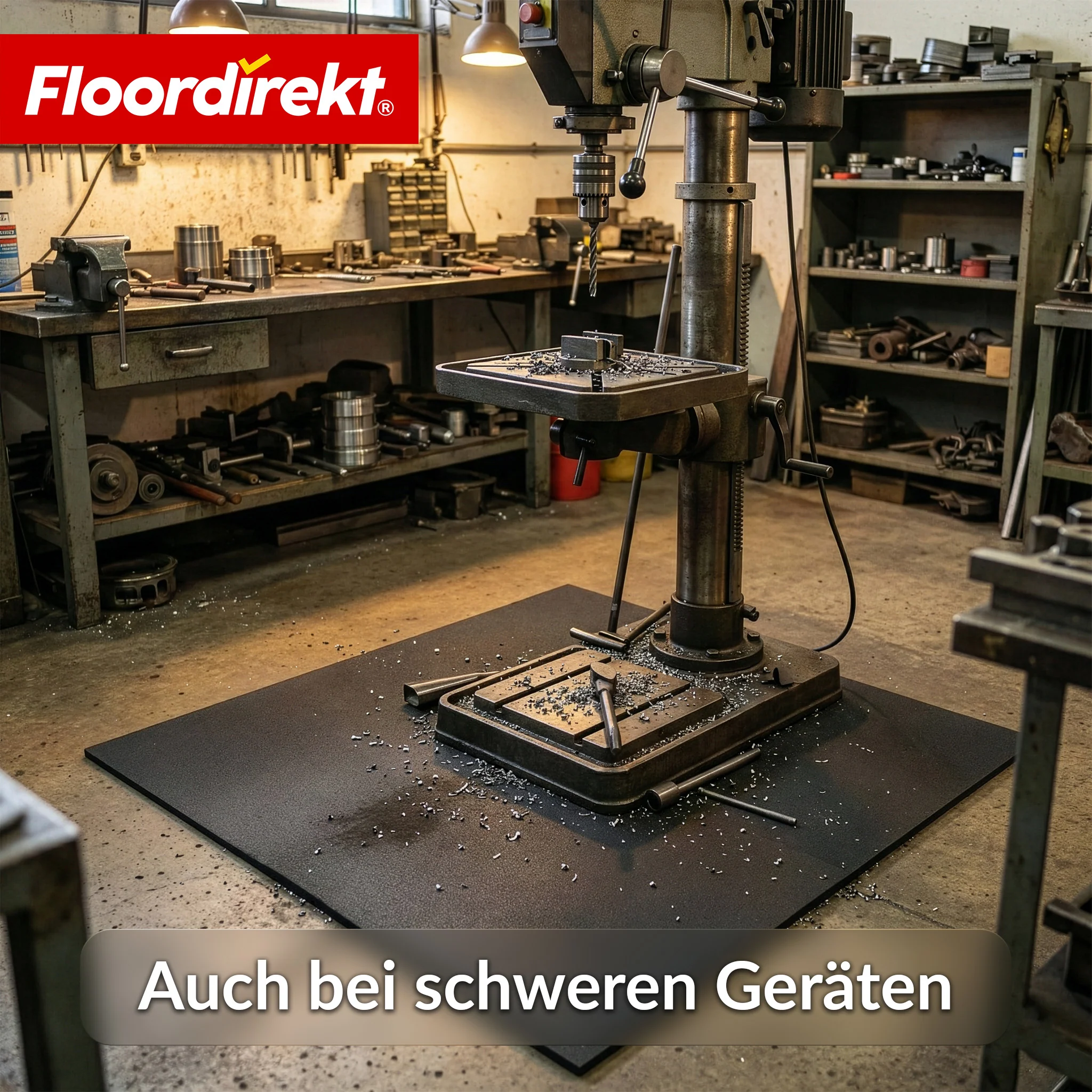 Bodenschutzmatte | 100 x 100 cm 10 mm | Gummimatte für Fitnessgeräte & schwere Geräte - Image 6
