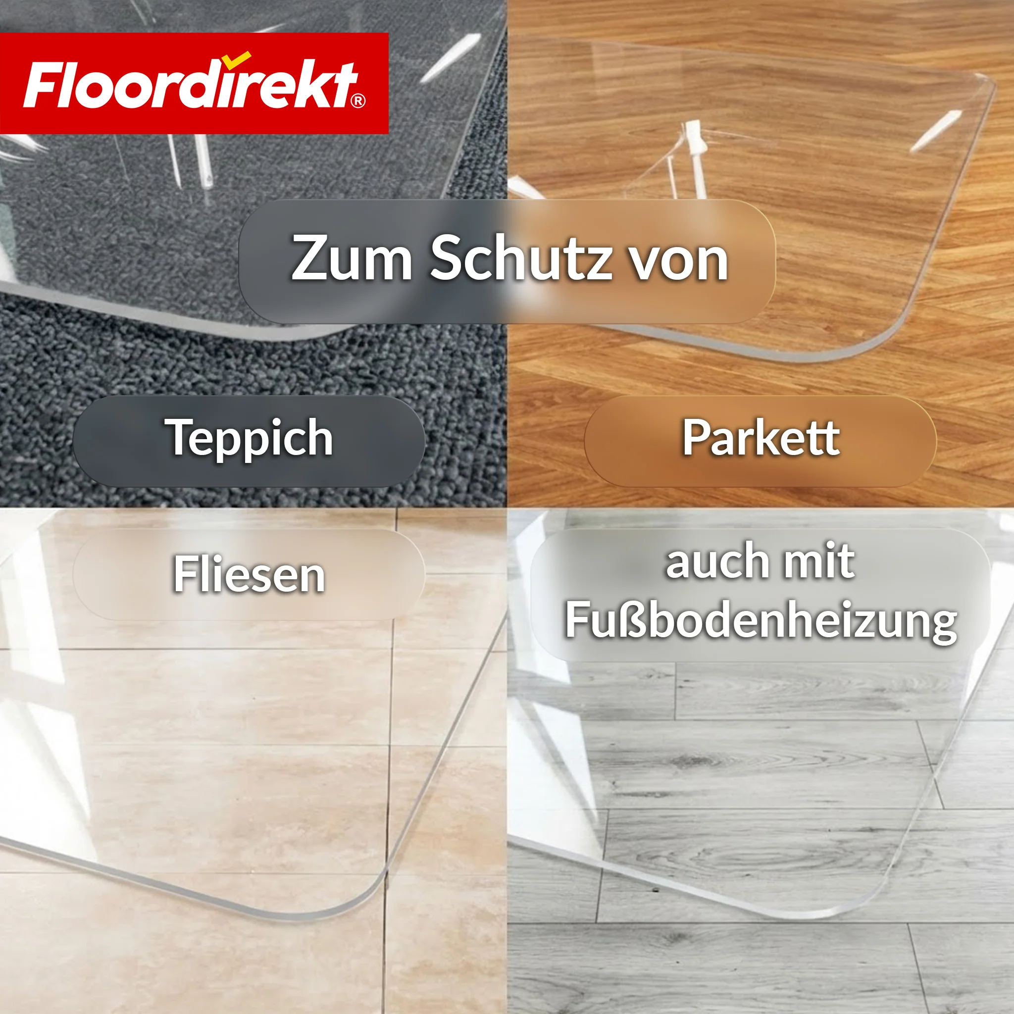 Bodenschutzmatte | Secura | Transparent 80 × 118 cm | 5 mm bruchsichere PVC Bürostuhlunterlage für Parkett, Laminat & Teppich - Image 3