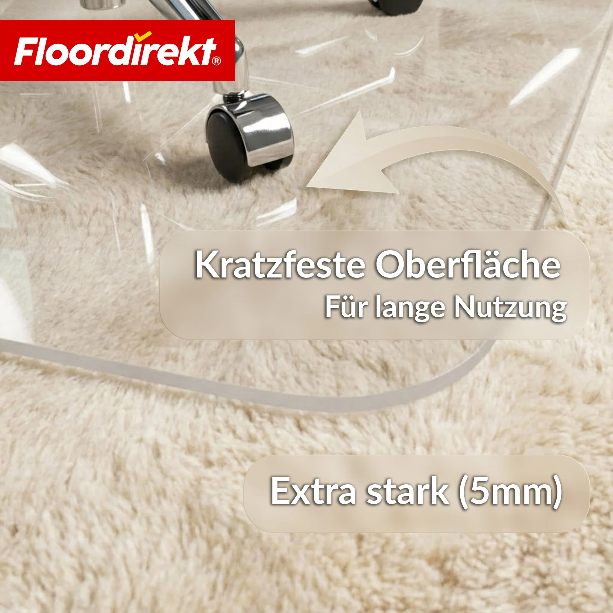 Bodenschutzmatte | Secura | Transparent 80 × 118 cm | 5 mm bruchsichere PVC Bürostuhlunterlage für Parkett, Laminat & Teppich - Image 4