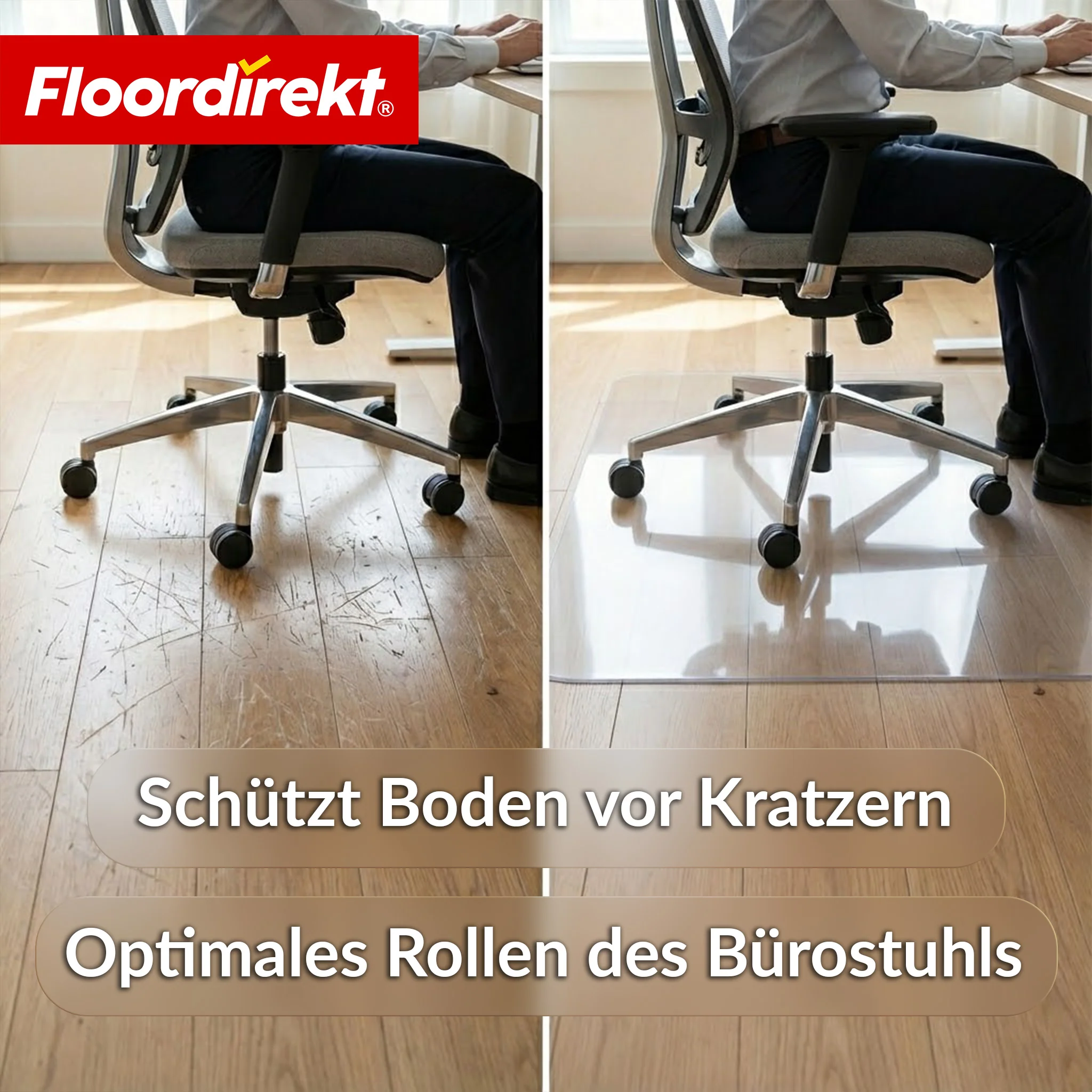 Bodenschutzmatte | Secura | Transparent 80 × 118 cm | 5 mm bruchsichere PVC Bürostuhlunterlage für Parkett, Laminat & Teppich - Image 5