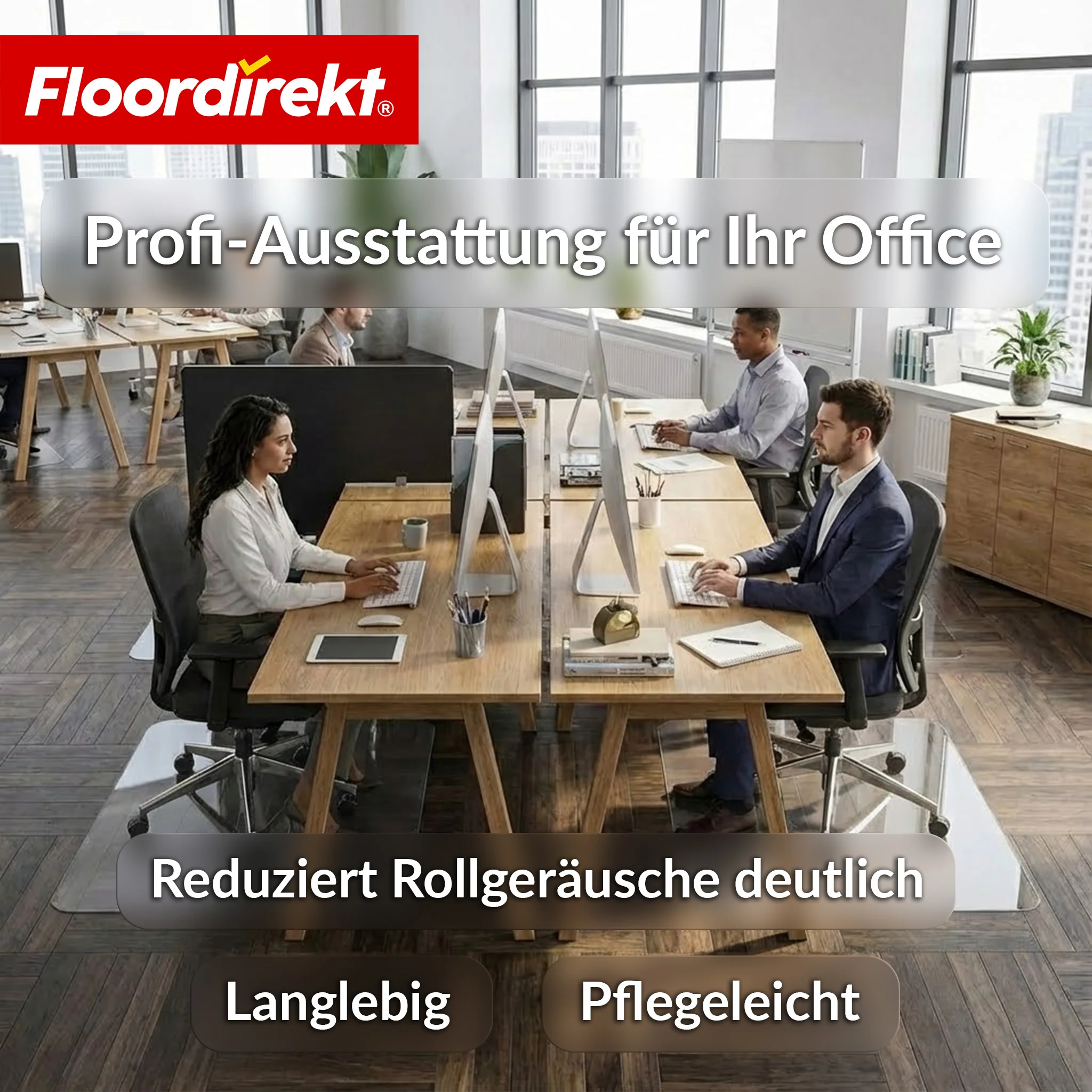 Bodenschutzmatte | Secura | Transparent 80 × 118 cm | 5 mm bruchsichere PVC Bürostuhlunterlage für Parkett, Laminat & Teppich - Image 7