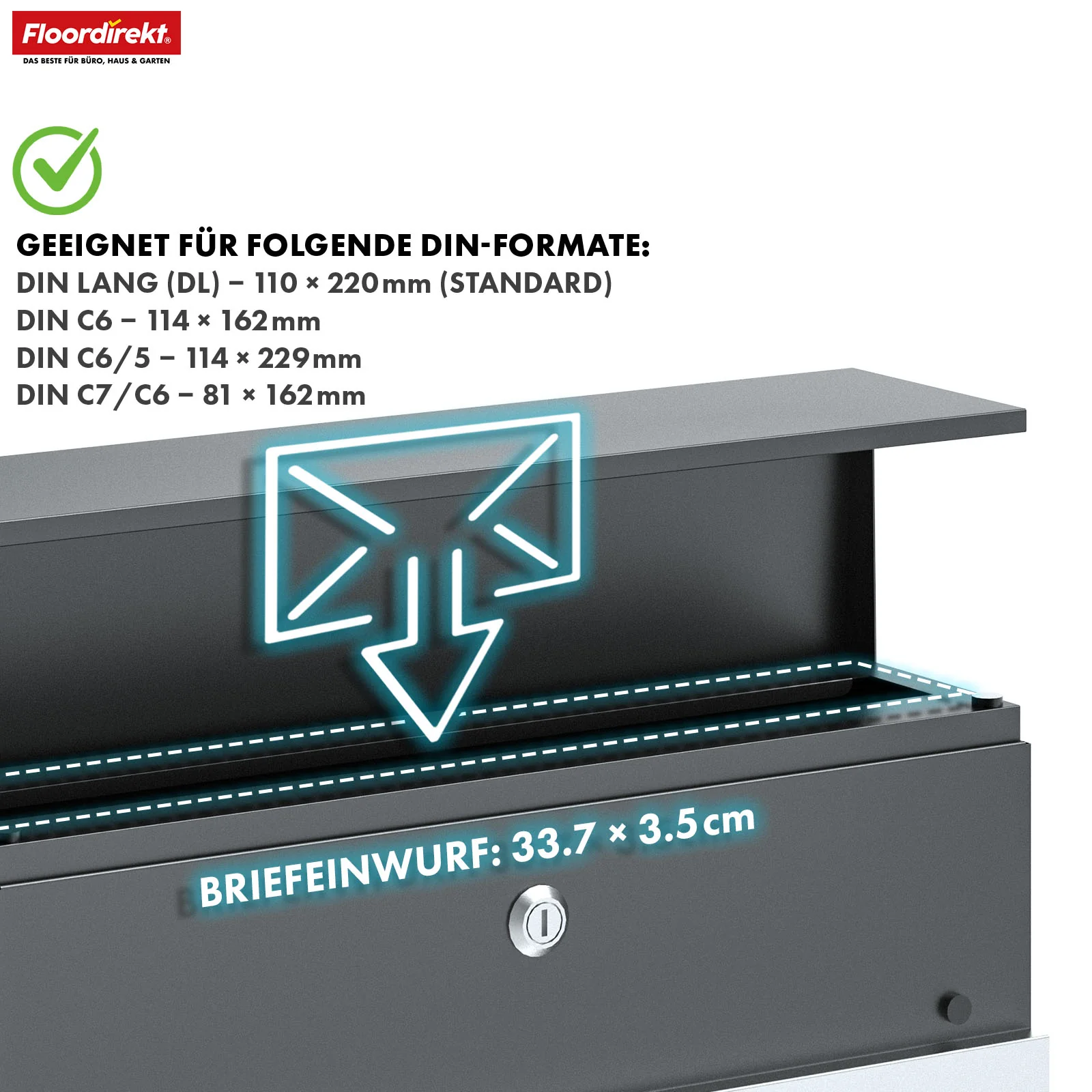 Briefkasten | Gaston | Moderner Wandbriefkasten mit Zeitungsfach & Edelstahl-Namensschild in Anthrazit - Image 4
