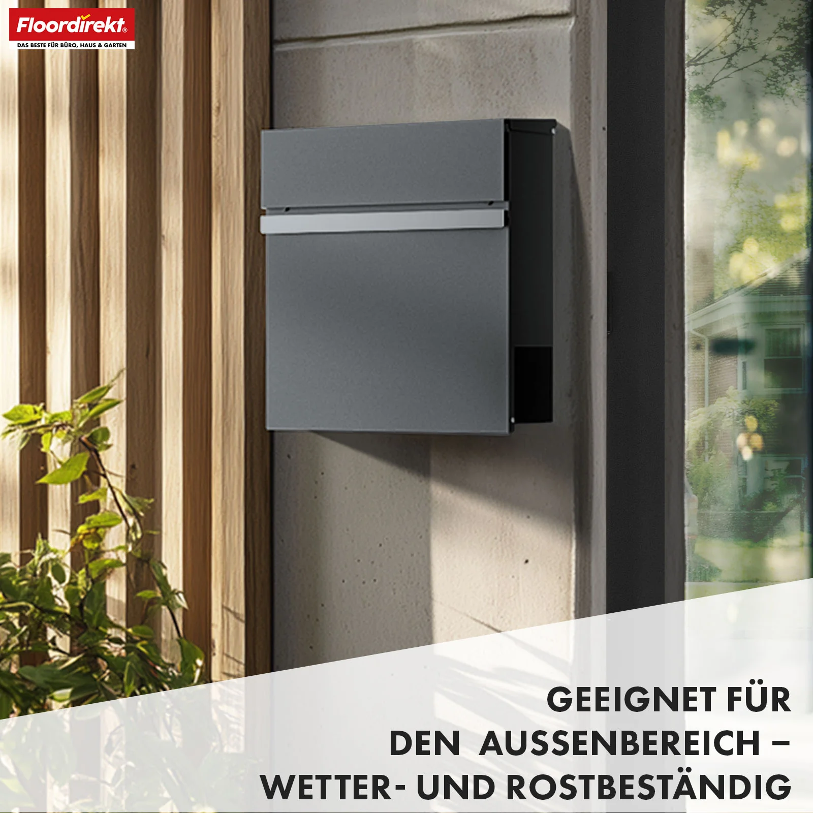 Briefkasten | Gaston | Moderner Wandbriefkasten mit Zeitungsfach & Edelstahl-Namensschild in Anthrazit - Image 6
