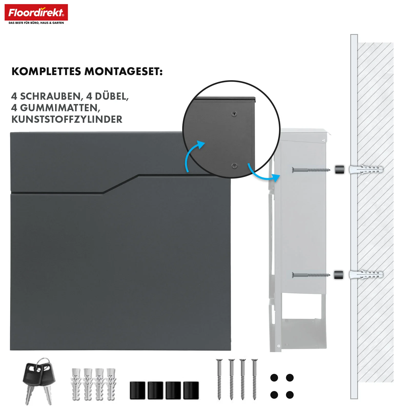 Briefkasten | Jean | Stabiler Stahlbriefkasten mit Zeitungsfach und großer Einwurfklappe - Image 5