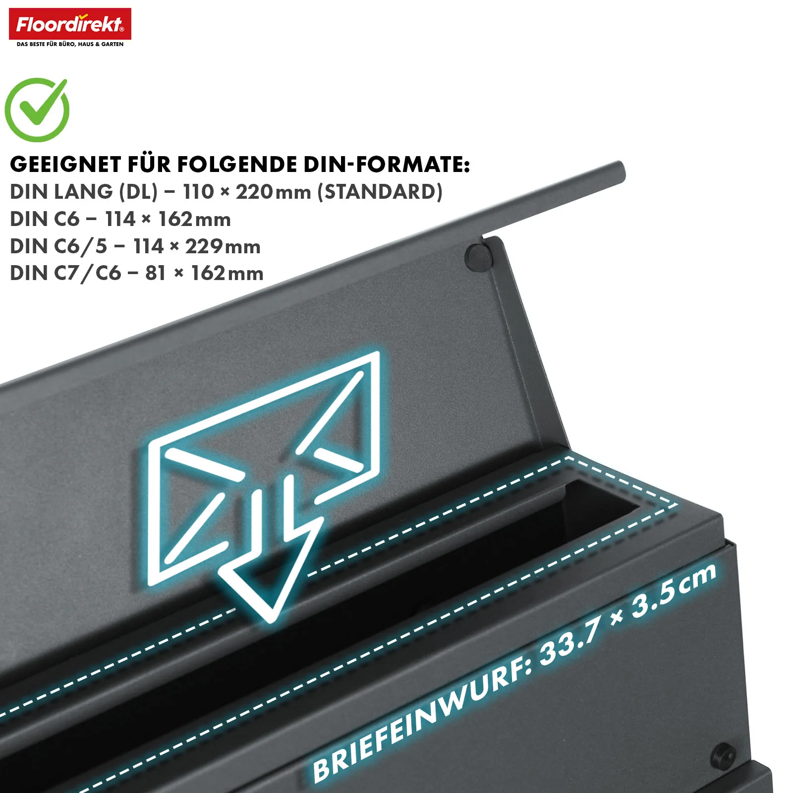 Briefkasten | Jules | Anthrazitfarbener Wandbriefkasten mit Sichtfenstern und Zeitungsfach - Image 4