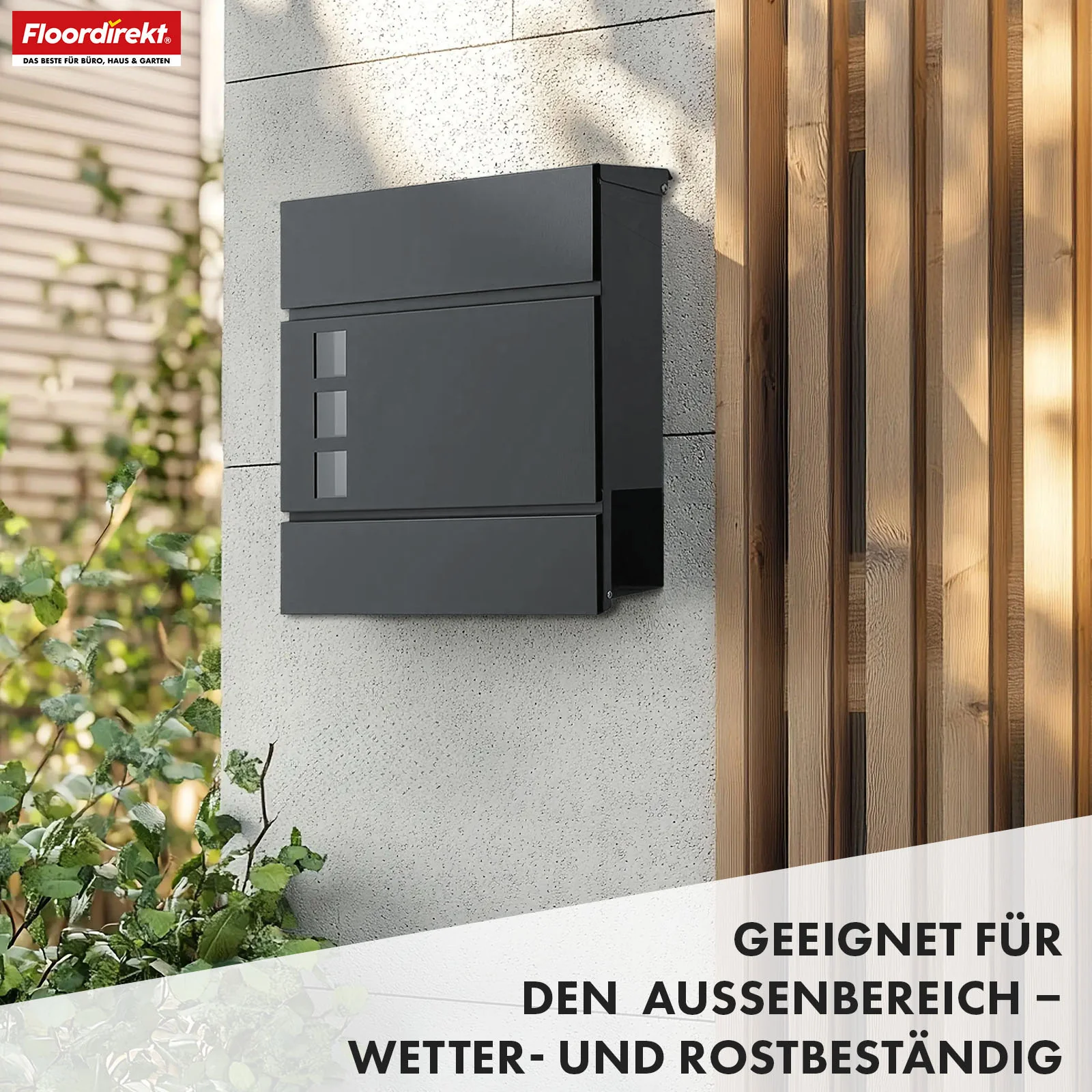 Briefkasten | Jules | Anthrazitfarbener Wandbriefkasten mit Sichtfenstern und Zeitungsfach - Image 6