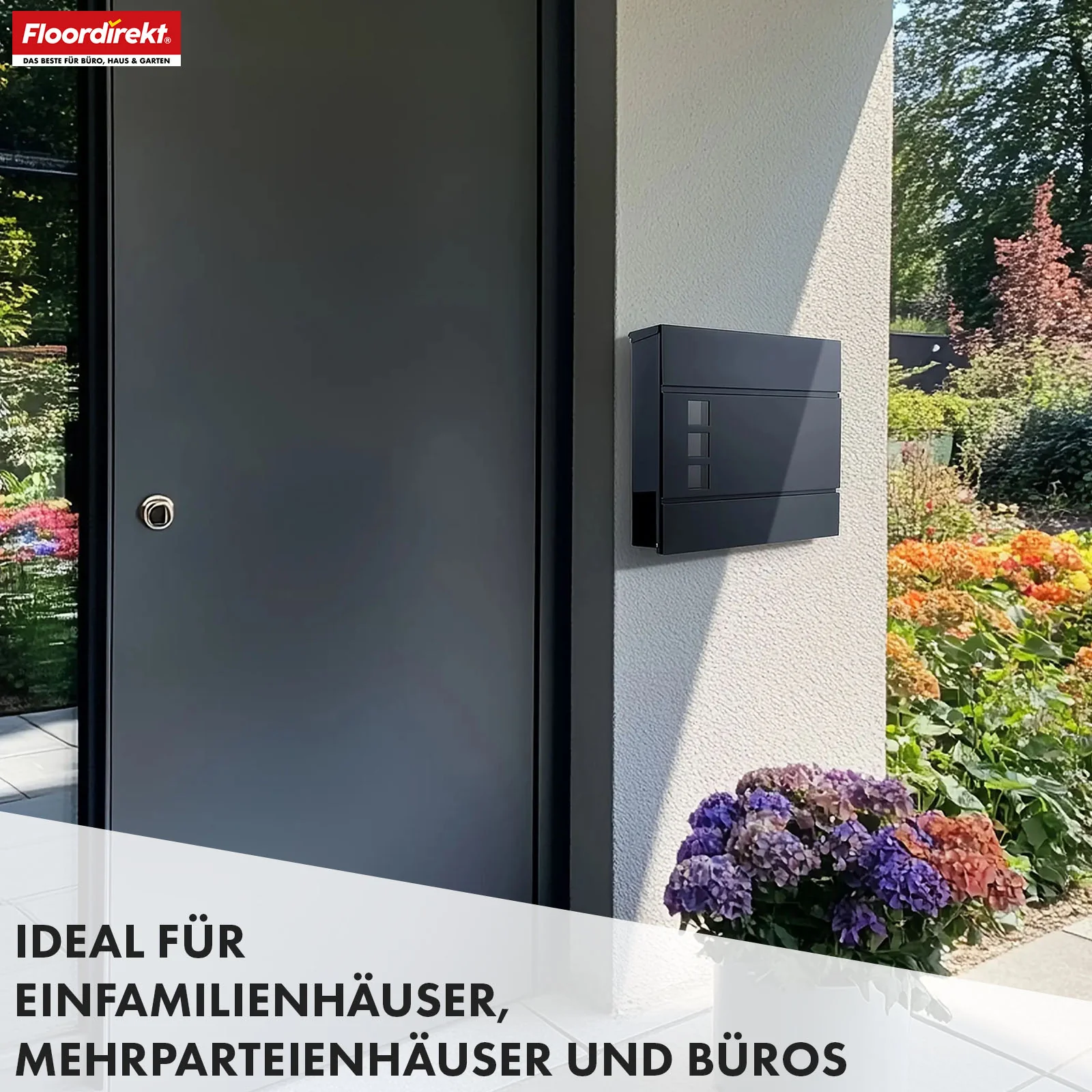 Briefkasten | Jules | Anthrazitfarbener Wandbriefkasten mit Sichtfenstern und Zeitungsfach - Image 7