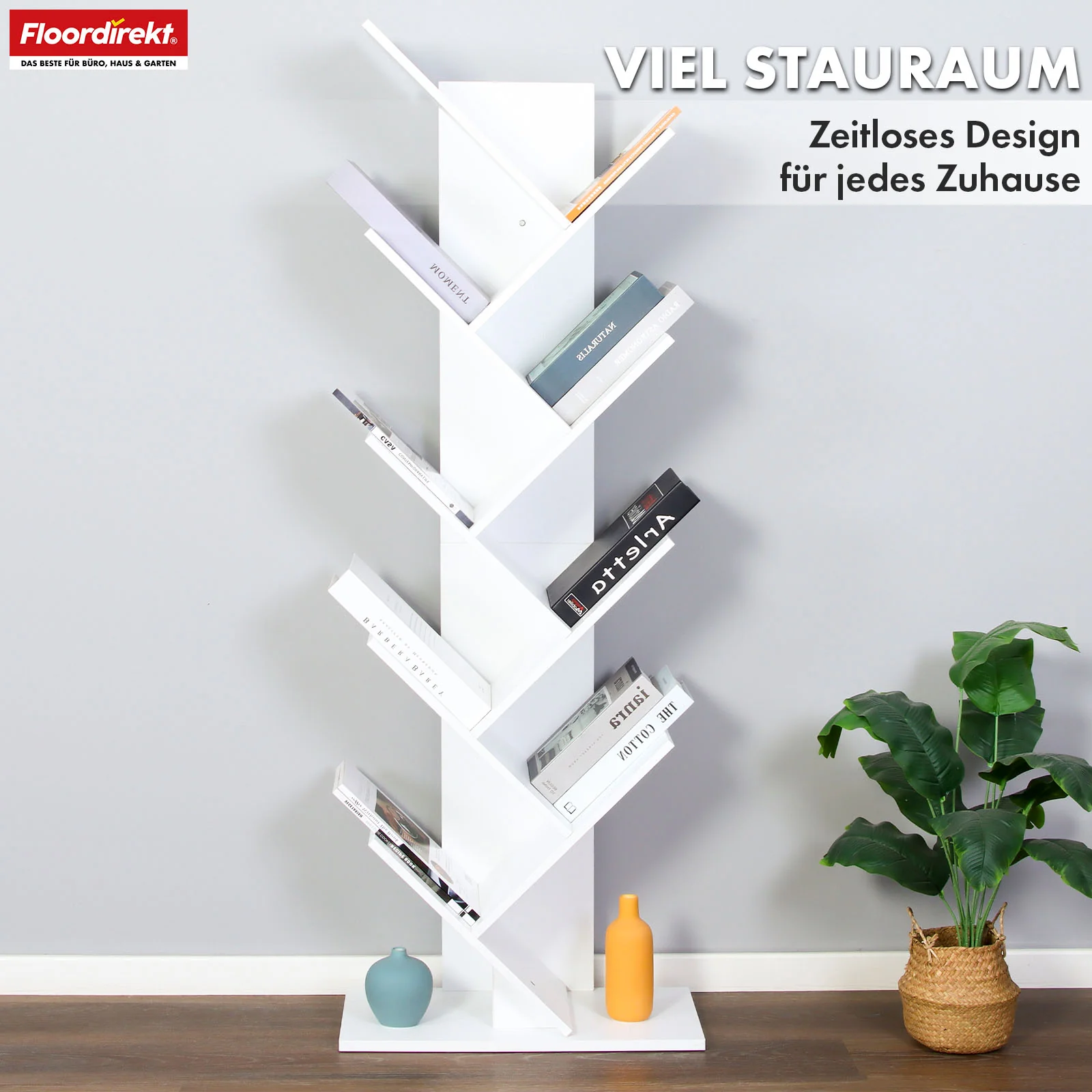 Bücherregal | Louisiana | Baumförmiges Standregal in Weiß mit 5 oder 9 Etagen aus Holz - Image 12