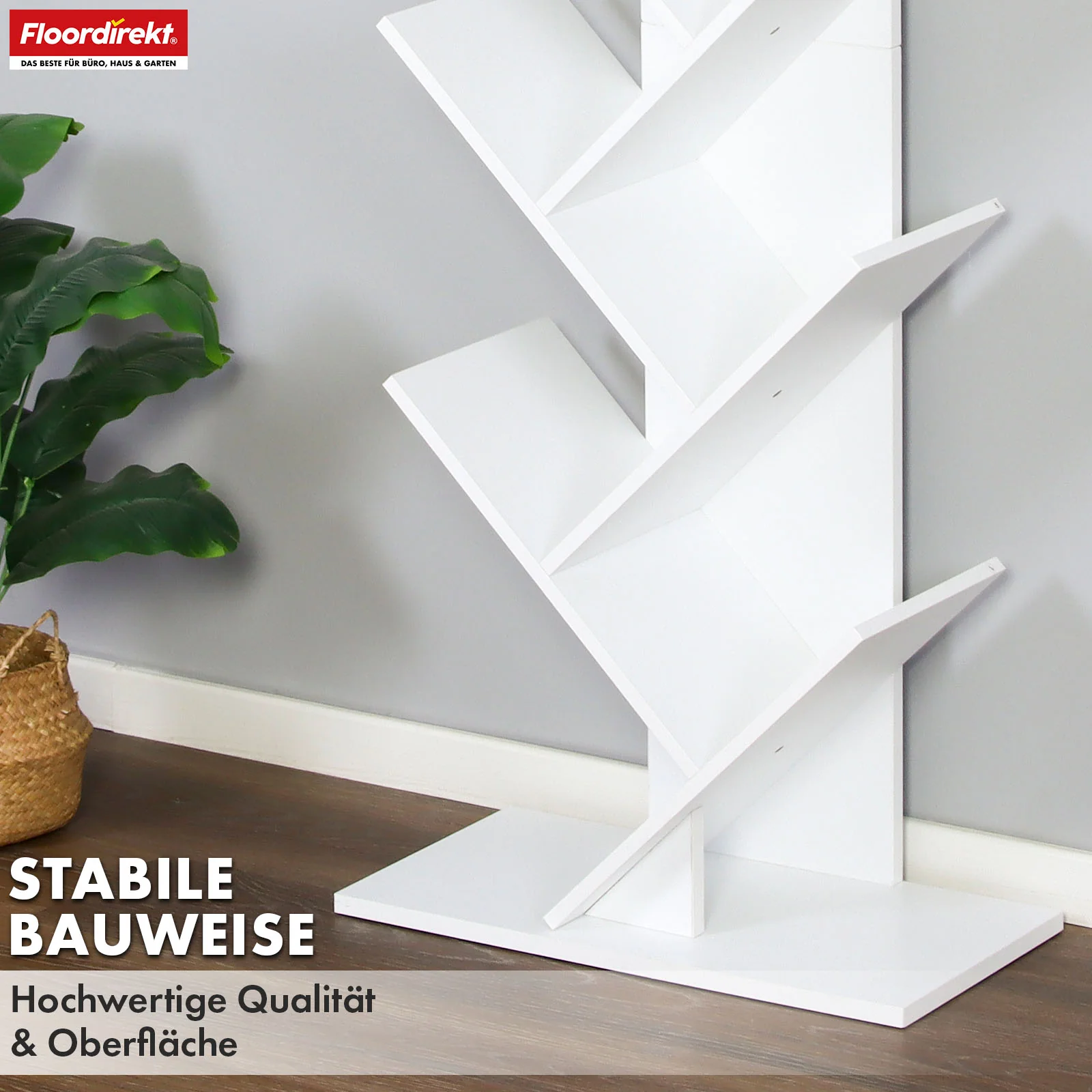 Bücherregal | Louisiana | Baumförmiges Standregal in Weiß mit 5 oder 9 Etagen aus Holz - Image 13