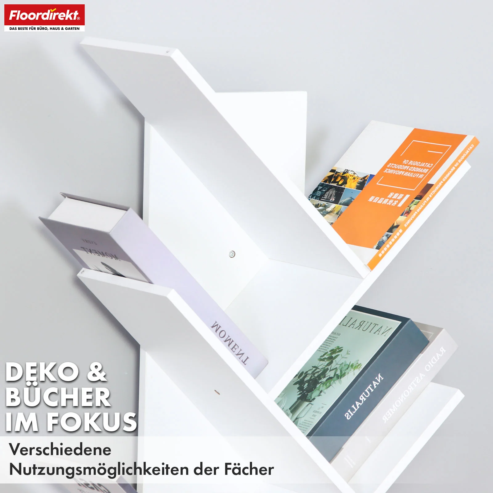 Bücherregal | Louisiana | Baumförmiges Standregal in Weiß mit 5 oder 9 Etagen aus Holz - Image 14