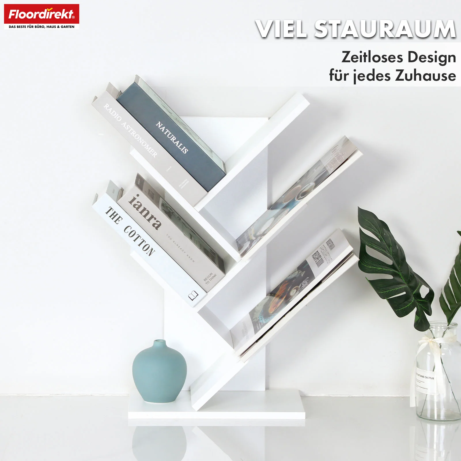 Bücherregal | Louisiana | Baumförmiges Standregal in Weiß mit 5 oder 9 Etagen aus Holz - Image 4