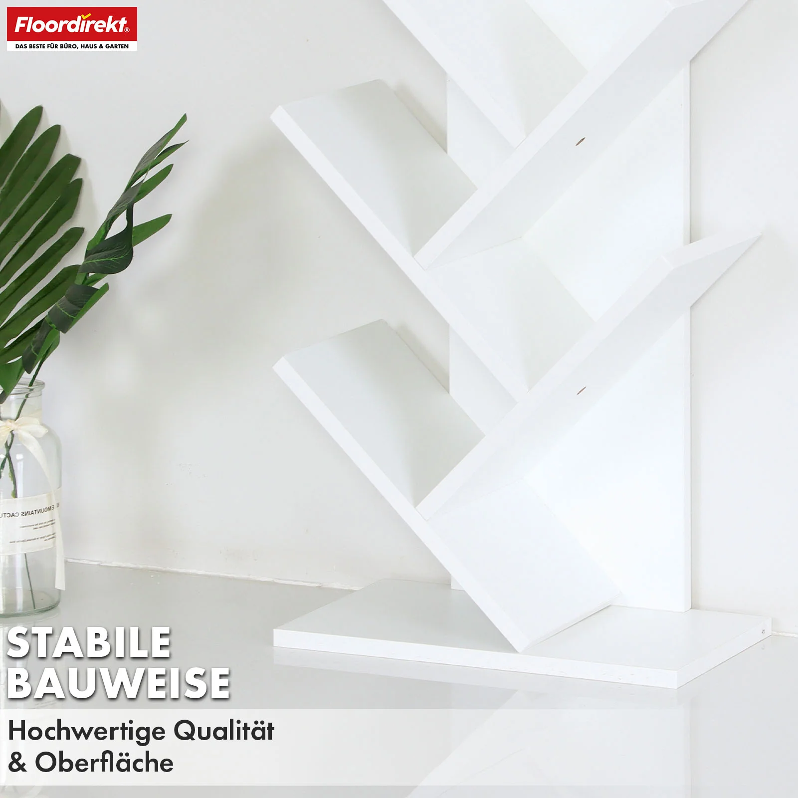 Bücherregal | Louisiana | Baumförmiges Standregal in Weiß mit 5 oder 9 Etagen aus Holz - Image 5