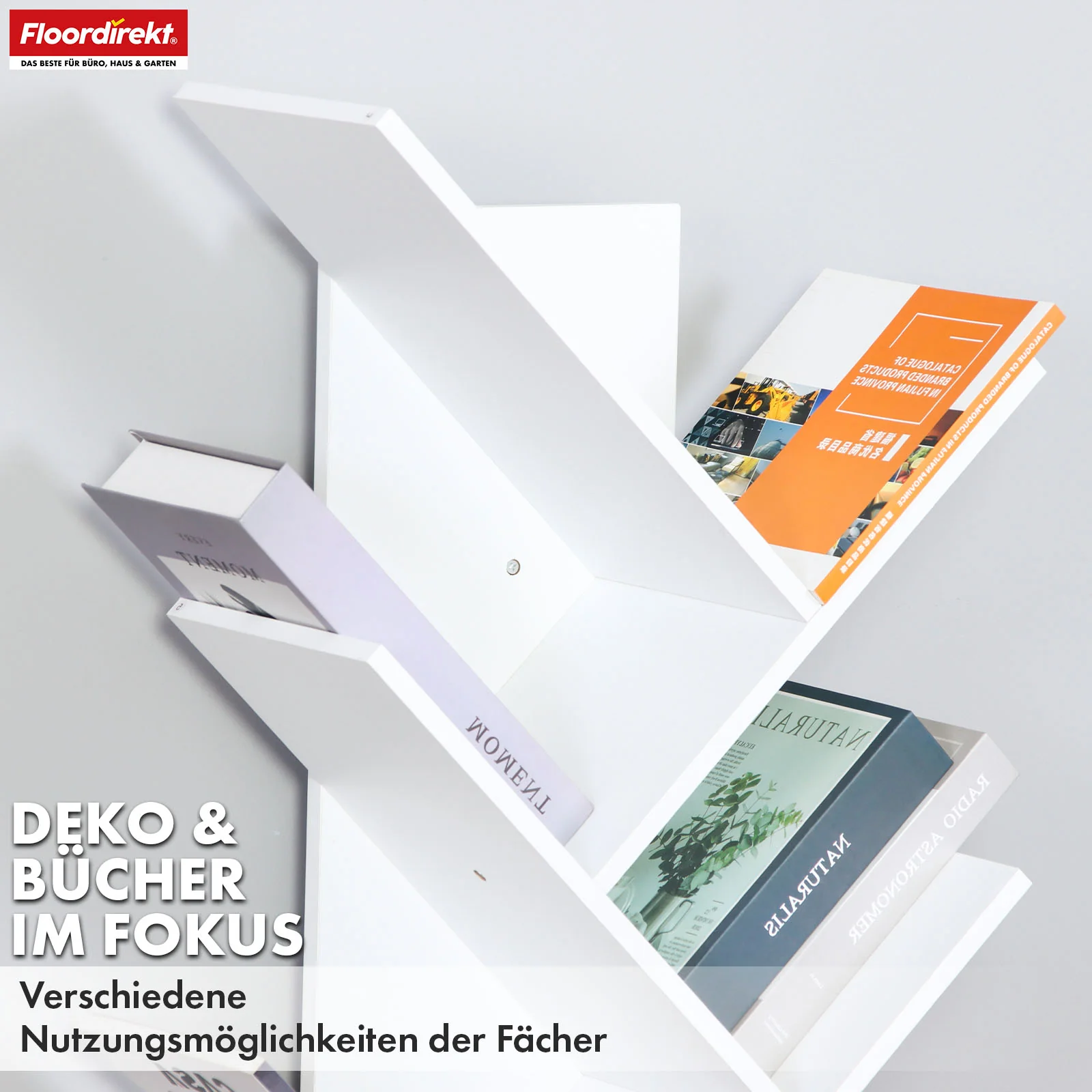 Bücherregal | Louisiana | Baumförmiges Standregal in Weiß mit 5 oder 9 Etagen aus Holz - Image 6
