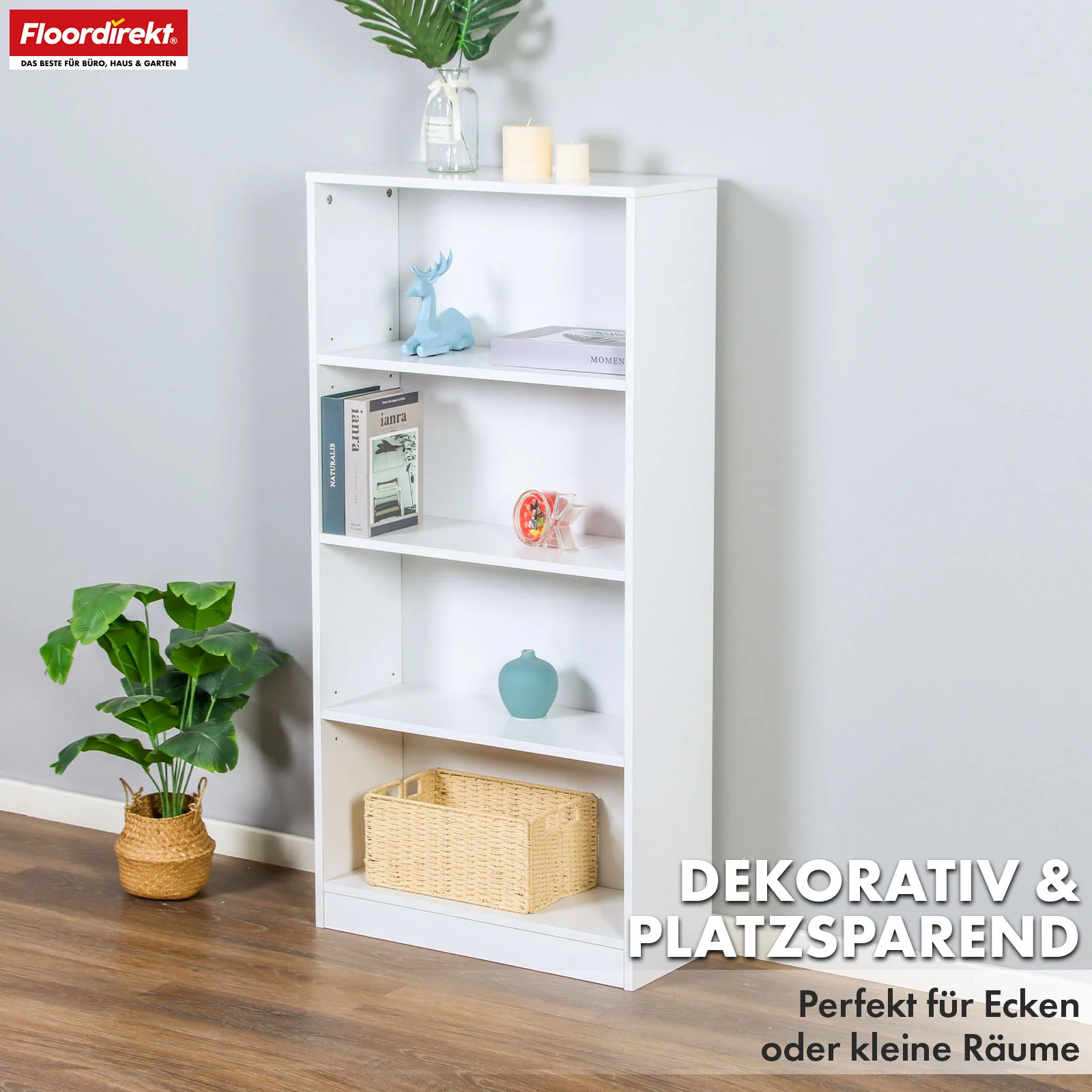 Bücherregal | Maine | Weißes Standregal aus Holz mit 3/4/6 Etagen | Offen & platzsparend für Wohnzimmer, Büro & mehr - Image 11
