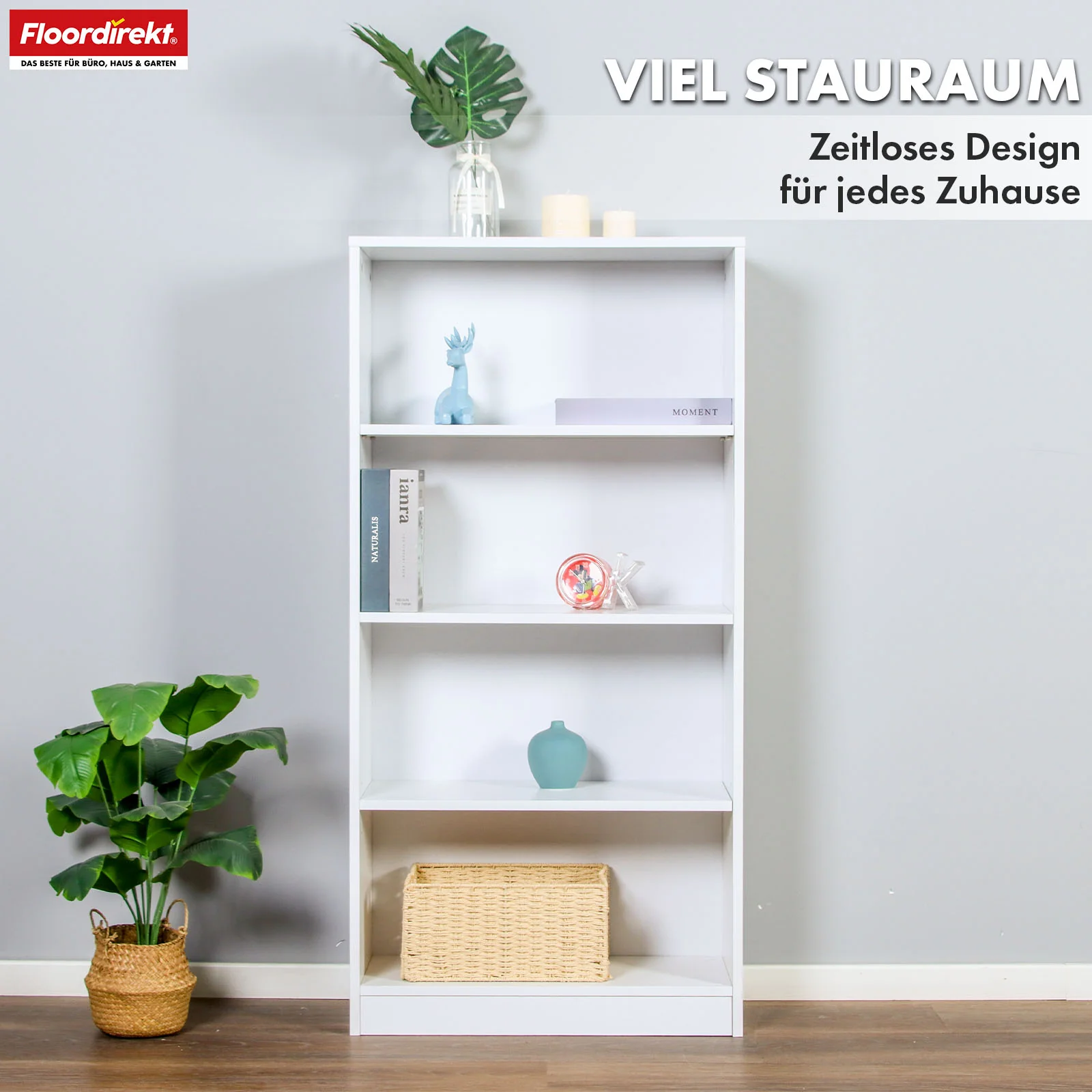 Bücherregal | Maine | Weißes Standregal aus Holz mit 3/4/6 Etagen | Offen & platzsparend für Wohnzimmer, Büro & mehr - Image 12