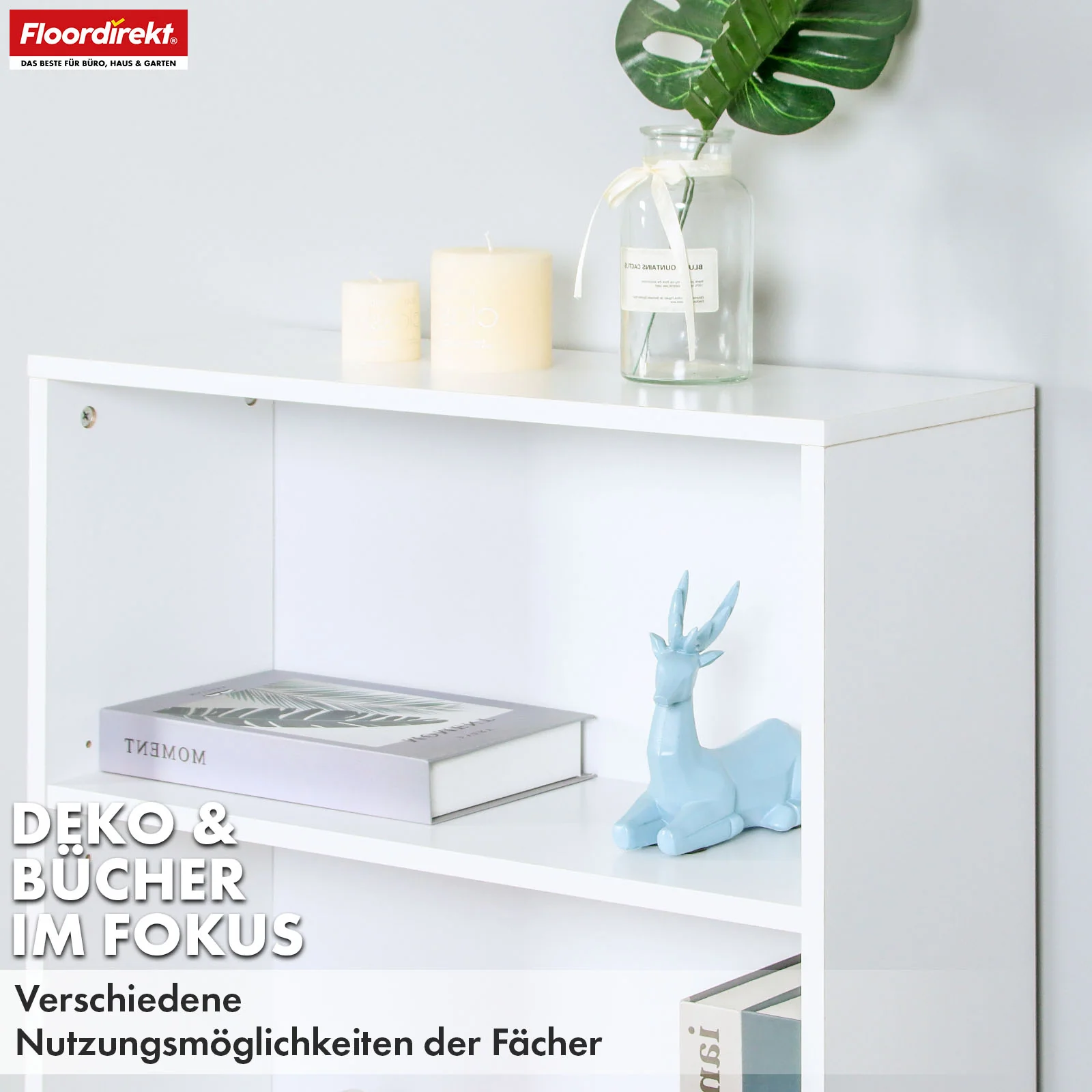 Bücherregal | Maine | Weißes Standregal aus Holz mit 3/4/6 Etagen | Offen & platzsparend für Wohnzimmer, Büro & mehr - Image 14