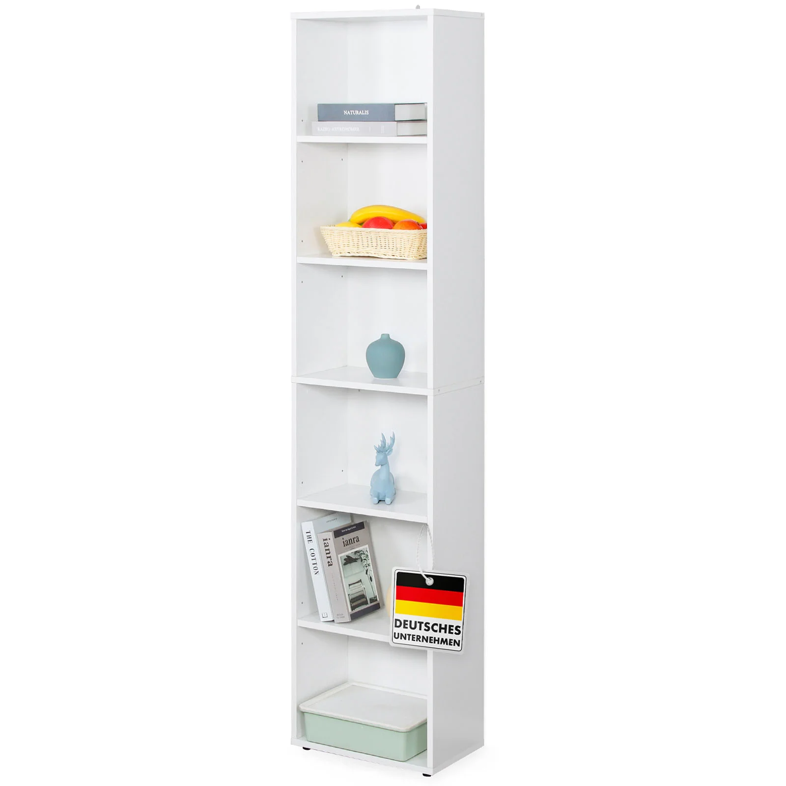 Bücherregal | Maine | Weißes Standregal aus Holz mit 3/4/6 Etagen | Offen & platzsparend für Wohnzimmer, Büro & mehr - Image 17