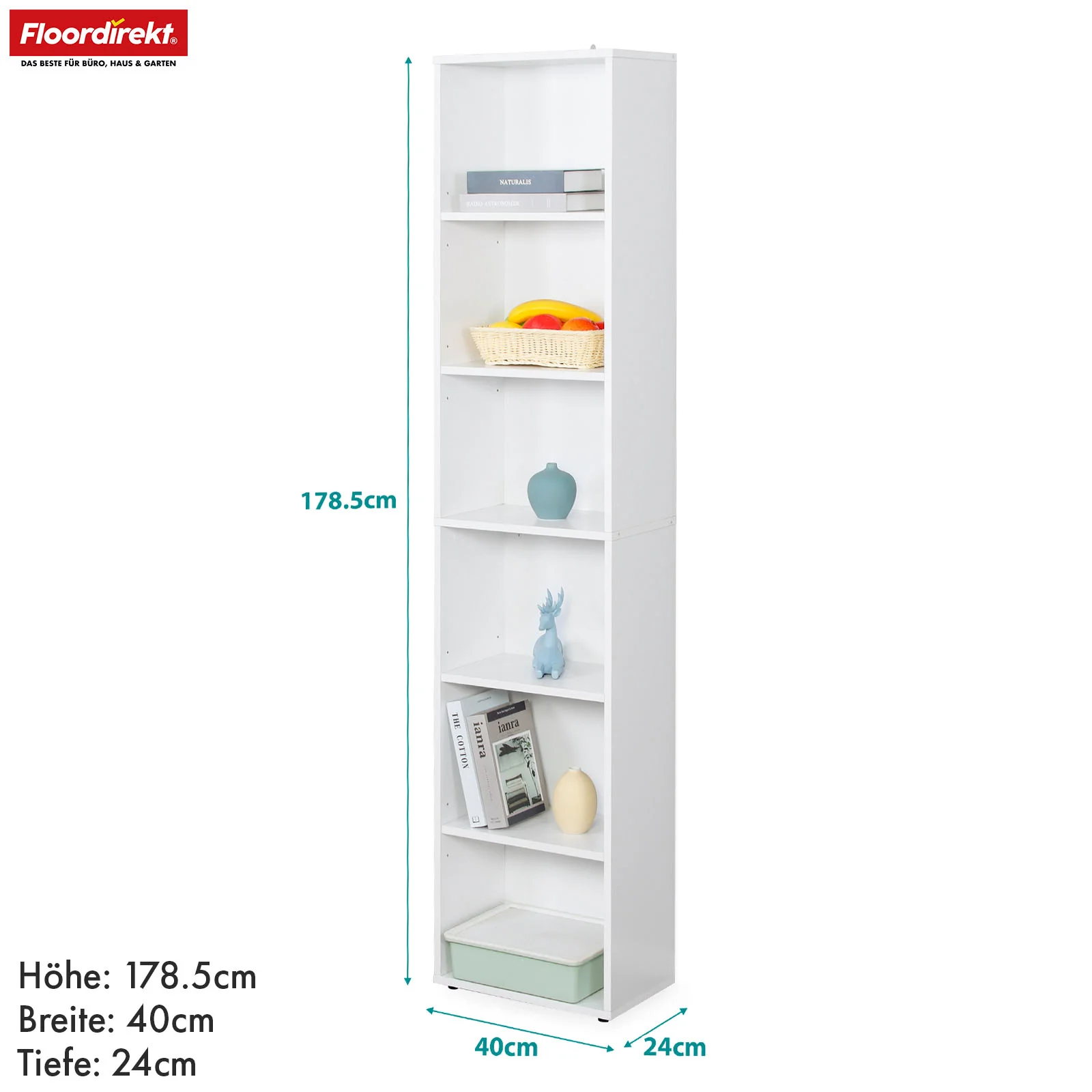 Bücherregal | Maine | Weißes Standregal aus Holz mit 3/4/6 Etagen | Offen & platzsparend für Wohnzimmer, Büro & mehr - Image 18