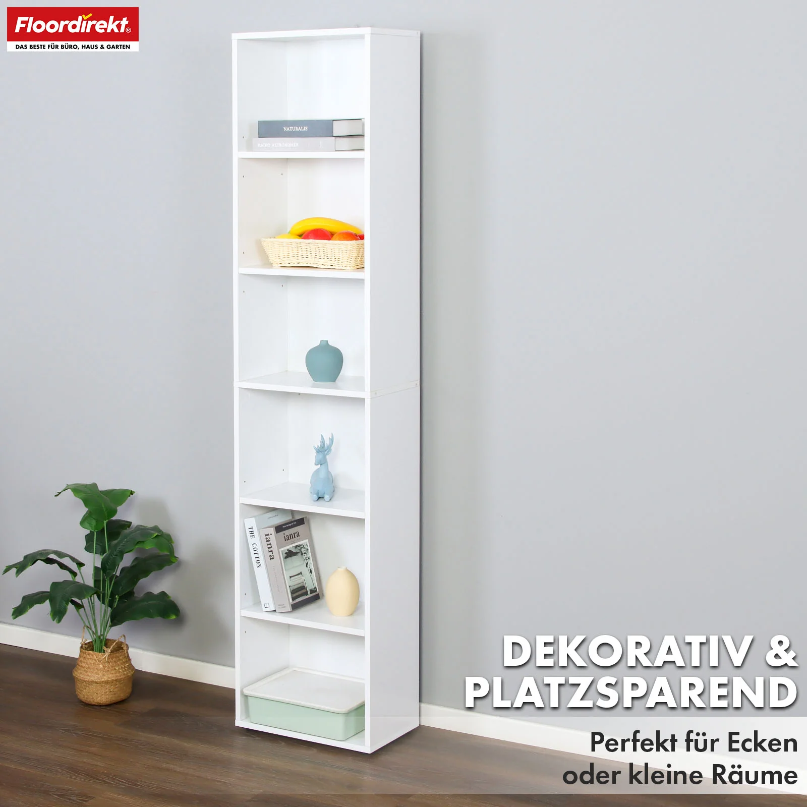 Bücherregal | Maine | Weißes Standregal aus Holz mit 3/4/6 Etagen | Offen & platzsparend für Wohnzimmer, Büro & mehr - Image 19