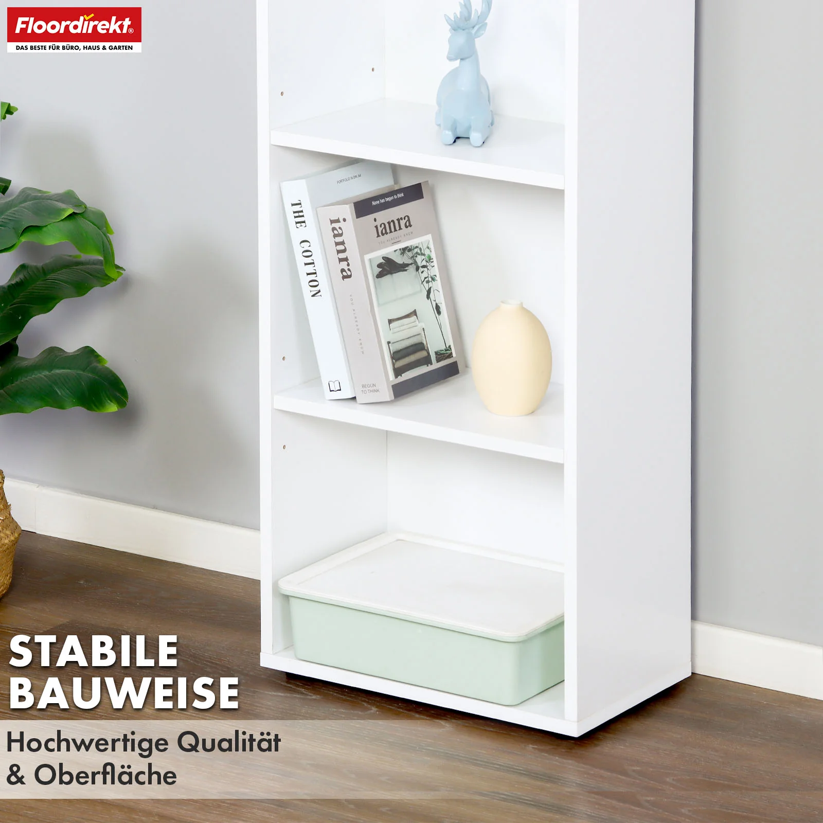 Bücherregal | Maine | Weißes Standregal aus Holz mit 3/4/6 Etagen | Offen & platzsparend für Wohnzimmer, Büro & mehr - Image 21