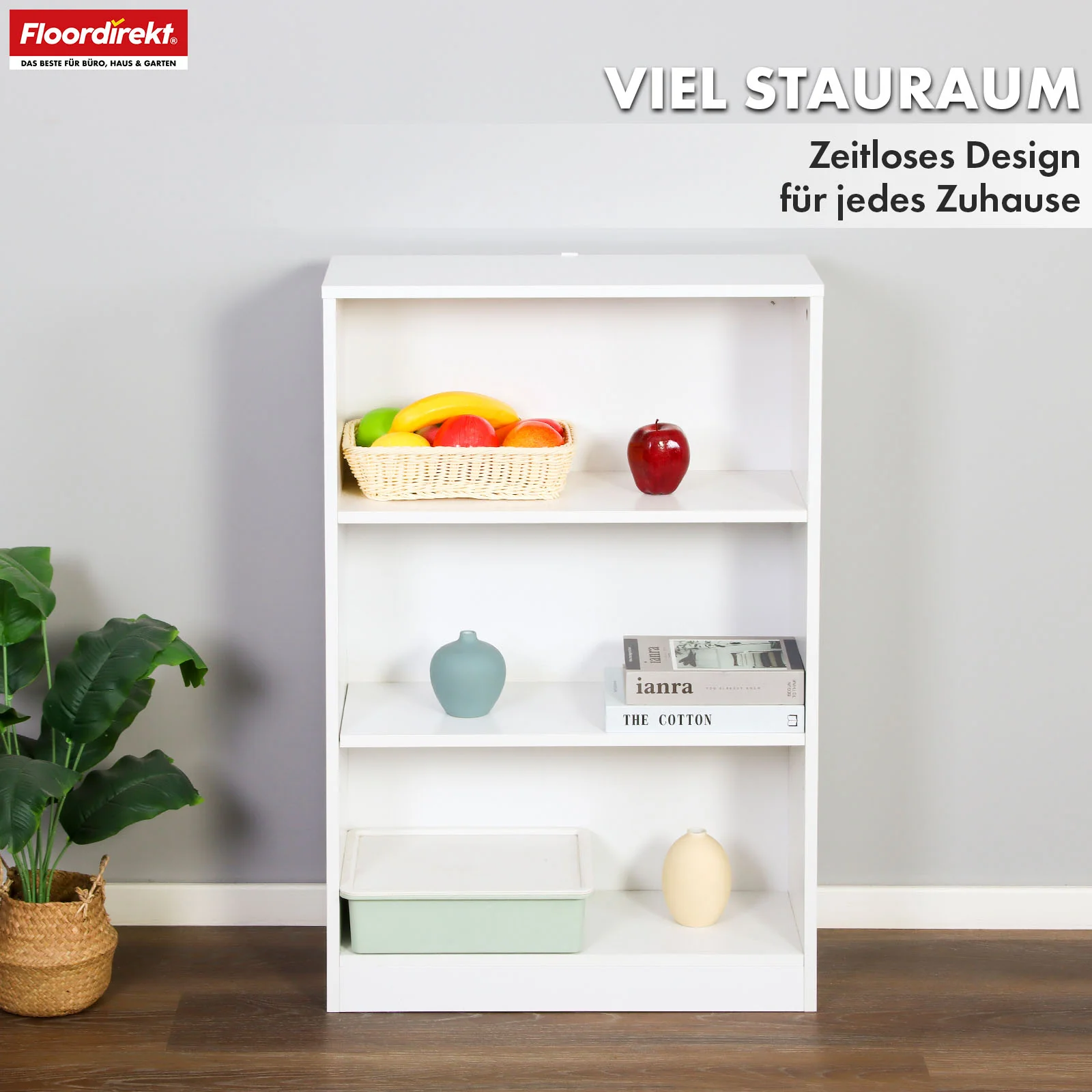 Bücherregal | Maine | Weißes Standregal aus Holz mit 3/4/6 Etagen | Offen & platzsparend für Wohnzimmer, Büro & mehr - Image 4