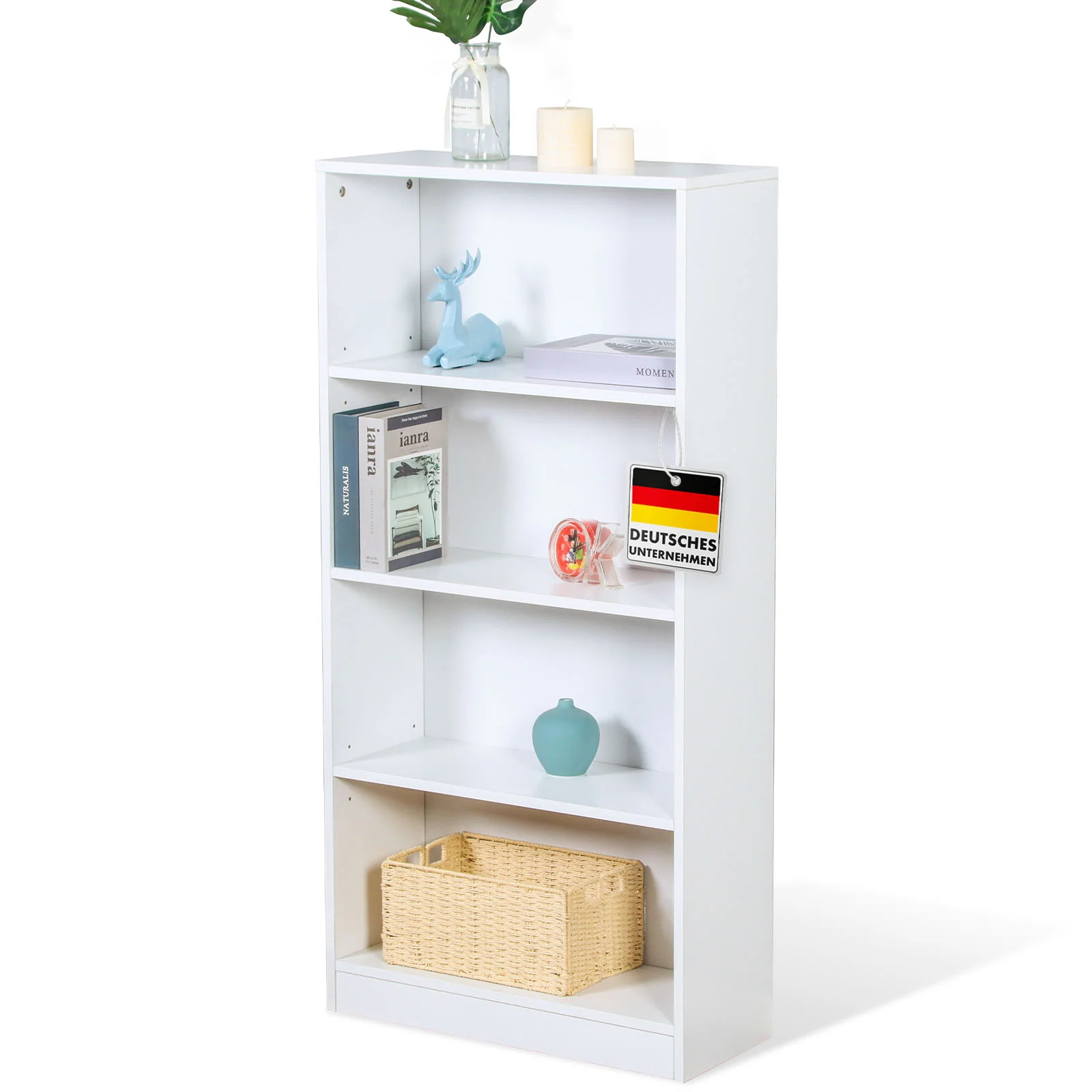 Bücherregal | Maine | Weißes Standregal aus Holz mit 3/4/6 Etagen | Offen & platzsparend für Wohnzimmer, Büro & mehr - Image 9