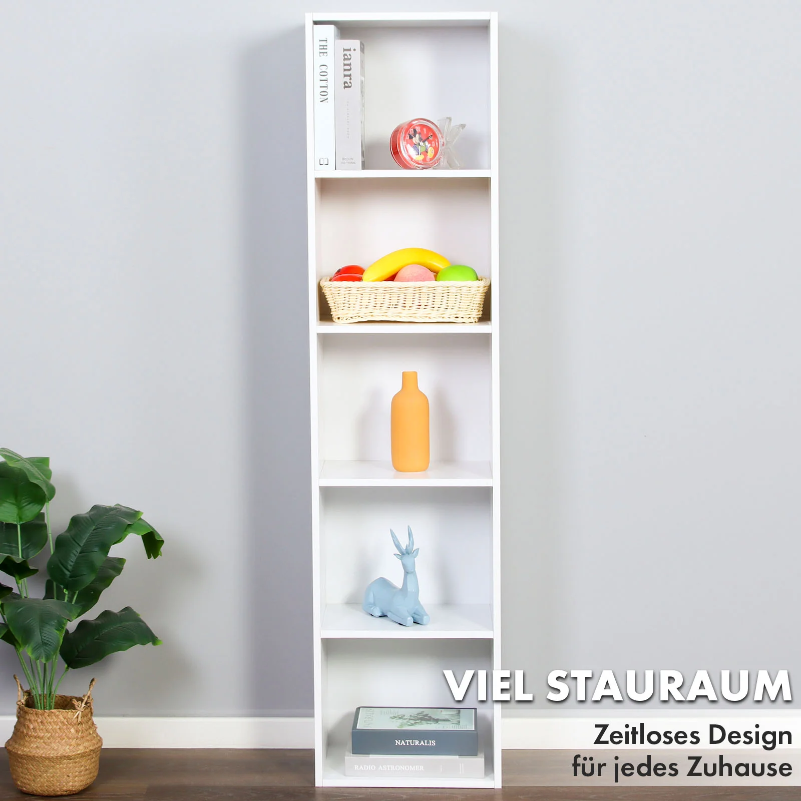 Bücherregal | Alaska | Weißer MDF-Bücherschrank mit 4 oder 5 Ebenen | schlank, modern & platzsparend - Image 12