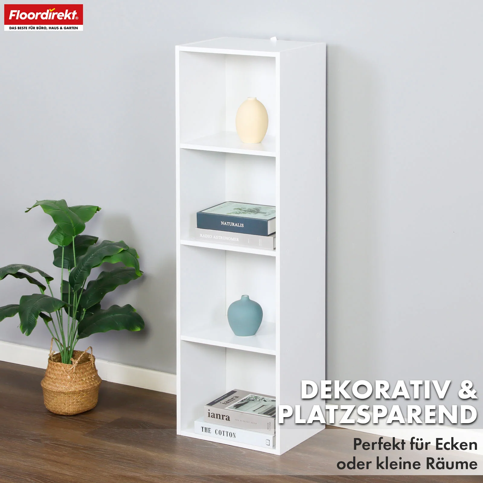 Bücherregal | Alaska | Weißer MDF-Bücherschrank mit 4 oder 5 Ebenen | schlank, modern & platzsparend - Image 3
