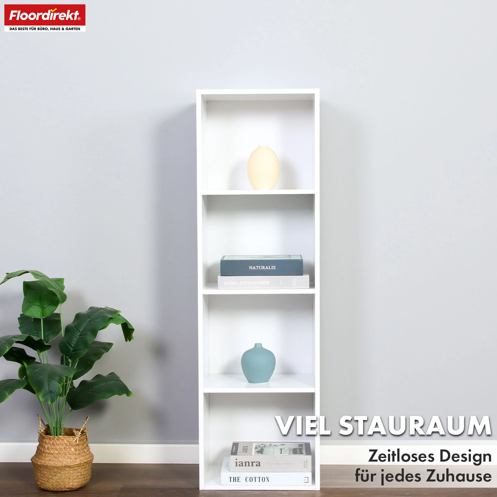 Bücherregal | Alaska | Weißer MDF-Bücherschrank mit 4 oder 5 Ebenen | schlank, modern & platzsparend - Image 4