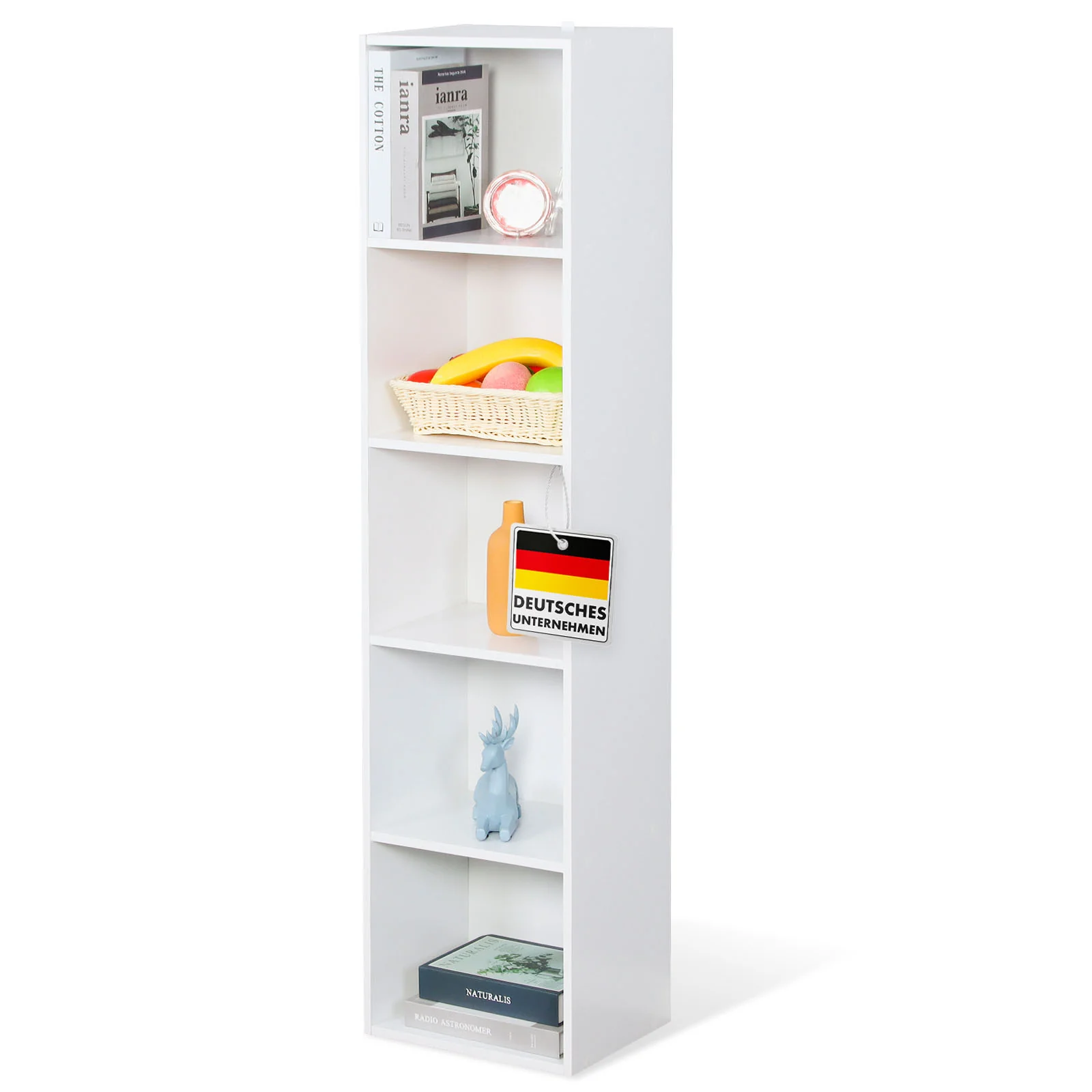 Bücherregal | Alaska | Weißer MDF-Bücherschrank mit 4 oder 5 Ebenen | schlank, modern & platzsparend - Image 9