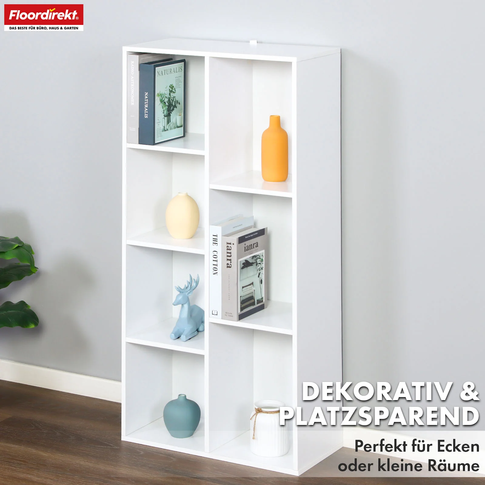 Bücherregal | Arkansas | Weißes MDF-Standregal mit 5–9 Fächern für Bücher und Wohnaccessoires - Image 11