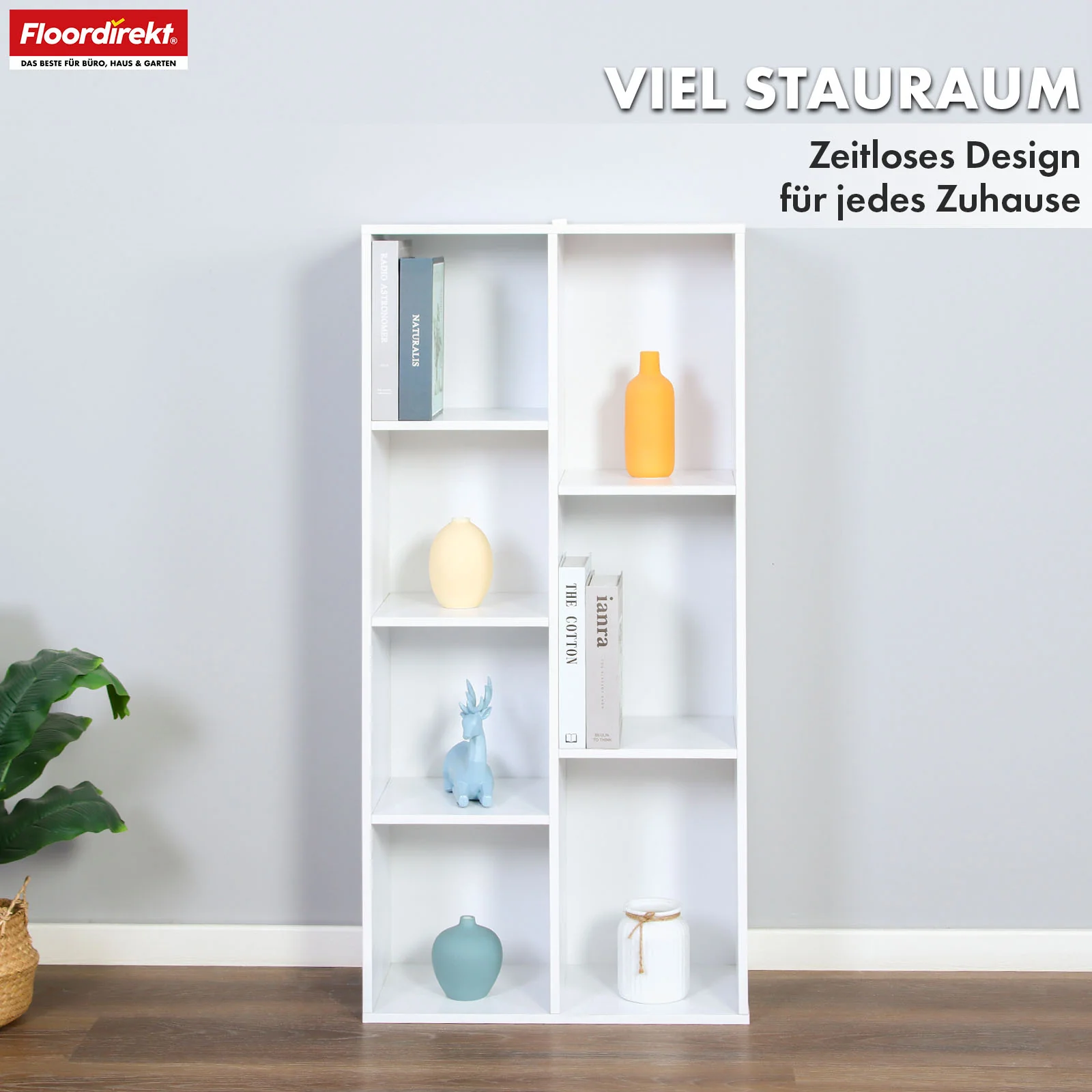 Bücherregal | Arkansas | Weißes MDF-Standregal mit 5–9 Fächern für Bücher und Wohnaccessoires - Image 12