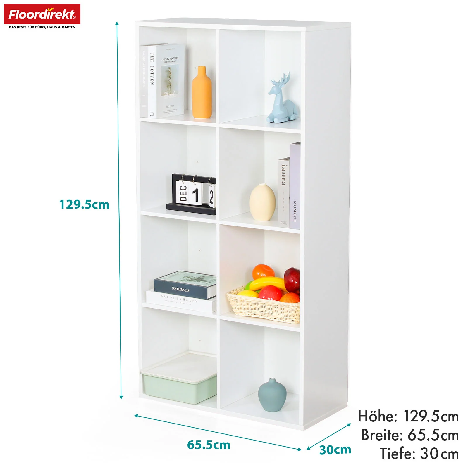 Bücherregal | Arkansas | Weißes MDF-Standregal mit 5–9 Fächern für Bücher und Wohnaccessoires - Image 18