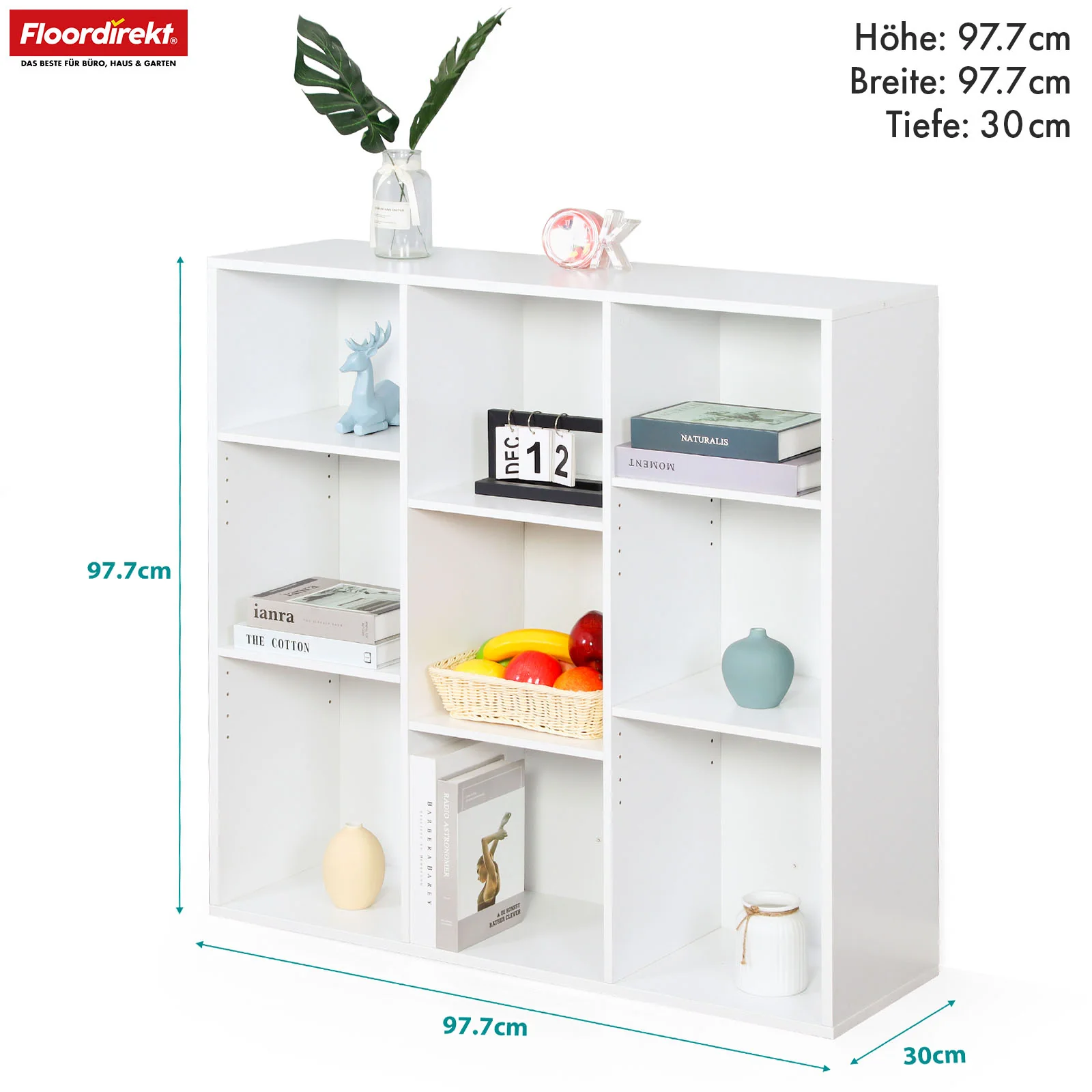 Bücherregal | Arkansas | Weißes MDF-Standregal mit 5–9 Fächern für Bücher und Wohnaccessoires - Image 26