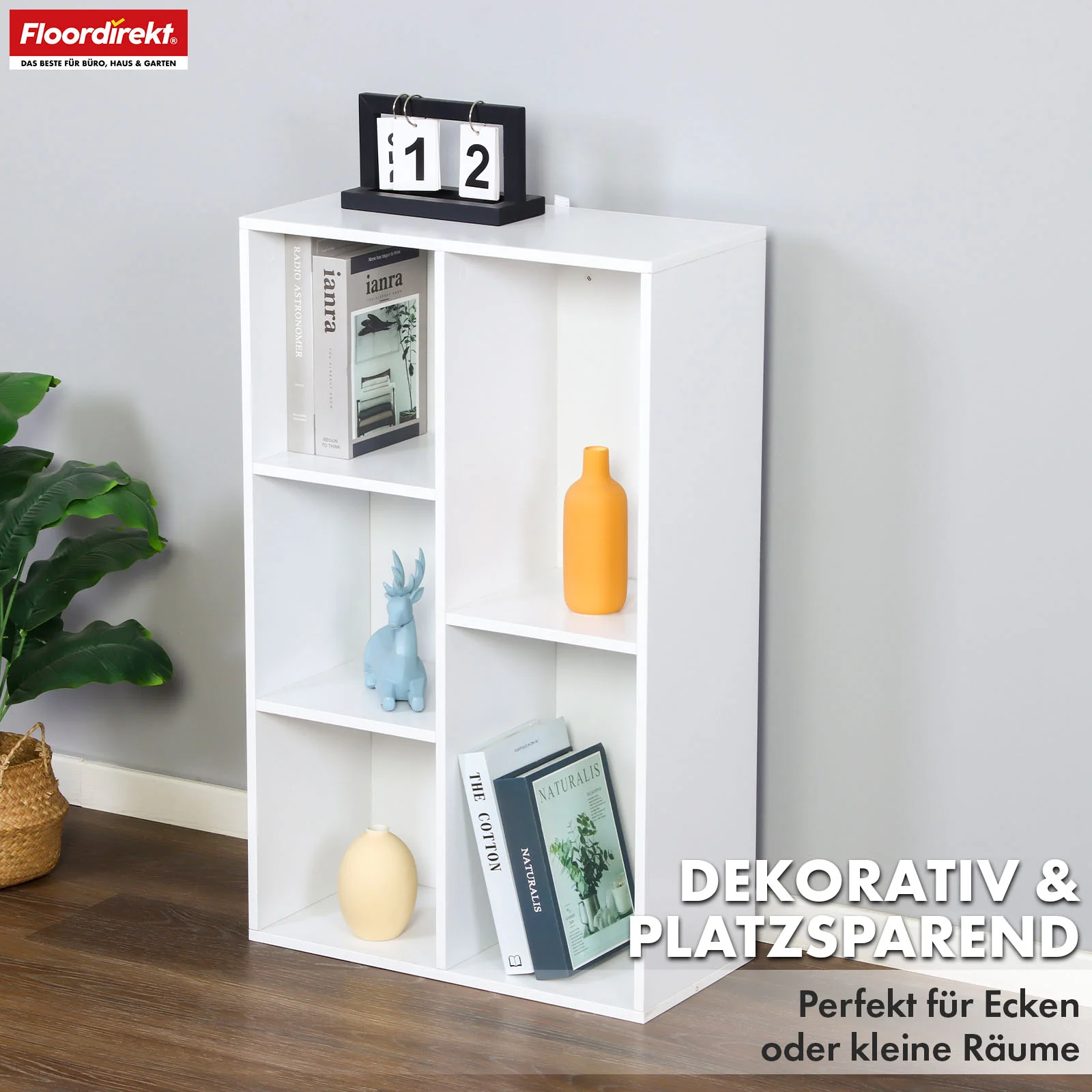 Bücherregal | Arkansas | Weißes MDF-Standregal mit 5–9 Fächern für Bücher und Wohnaccessoires - Image 3