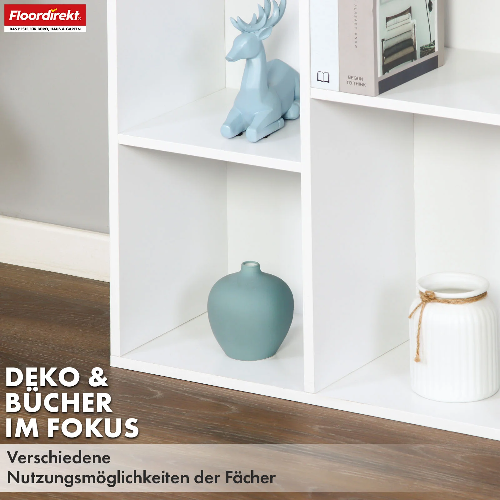 Bücherregal | Arkansas | Weißes MDF-Standregal mit 5–9 Fächern für Bücher und Wohnaccessoires - Image 30
