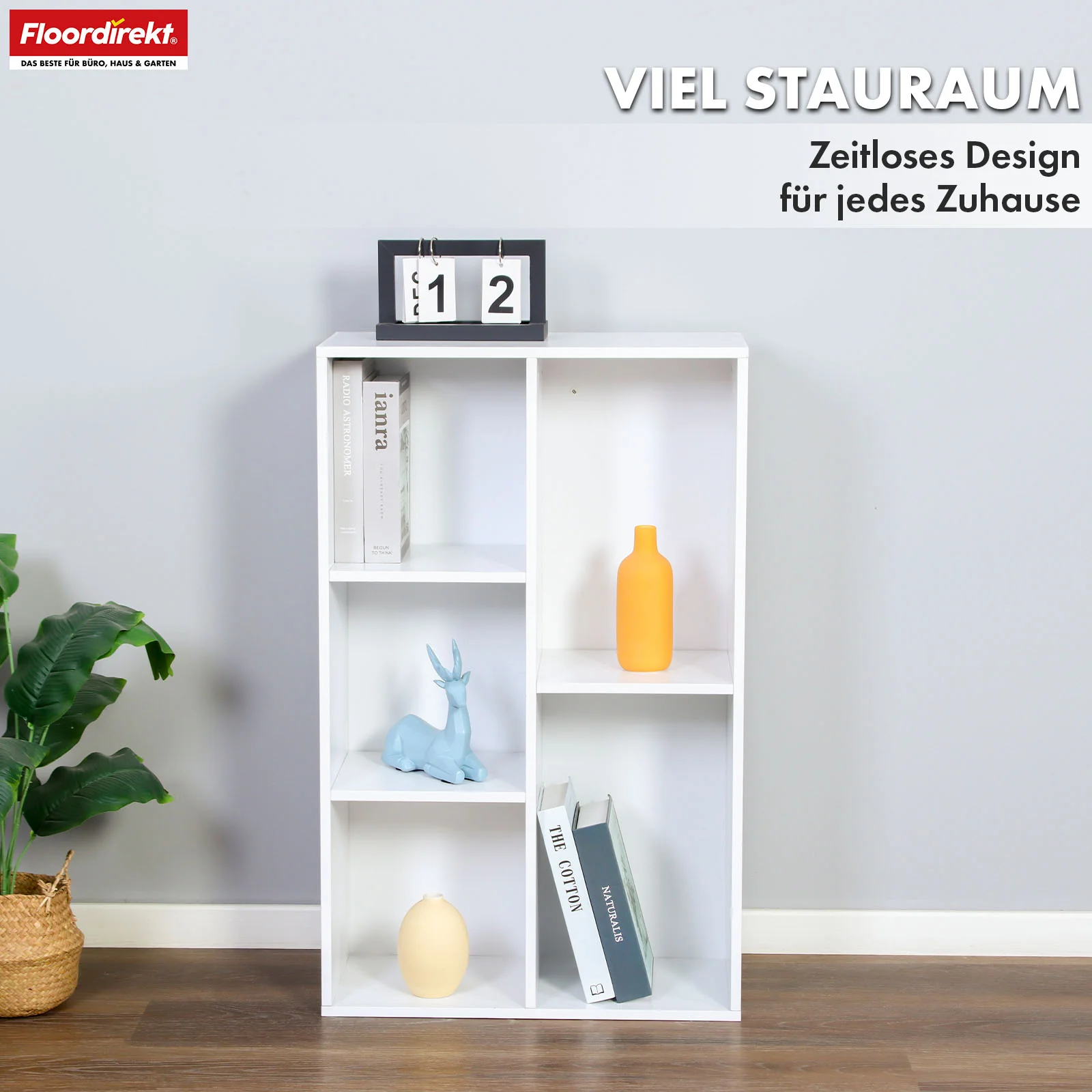 Bücherregal | Arkansas | Weißes MDF-Standregal mit 5–9 Fächern für Bücher und Wohnaccessoires - Image 4