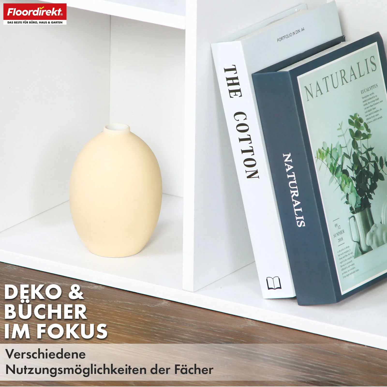 Bücherregal | Arkansas | Weißes MDF-Standregal mit 5–9 Fächern für Bücher und Wohnaccessoires - Image 6